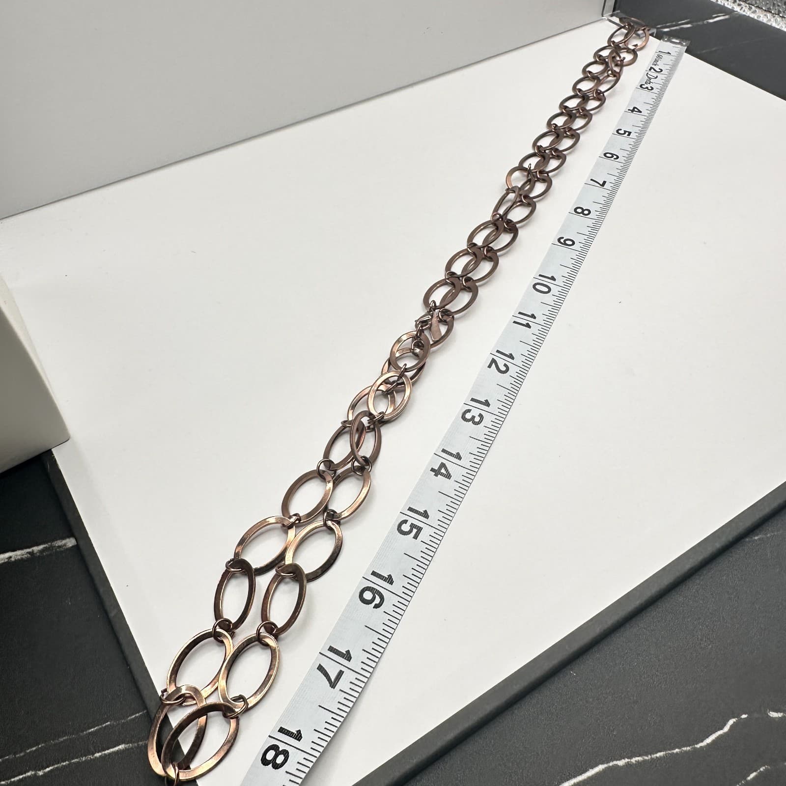 Vintage 90s Rose Gold Tone Chunky Oval Link Chain Statement Necklace Jewelry - Thumbnail 9