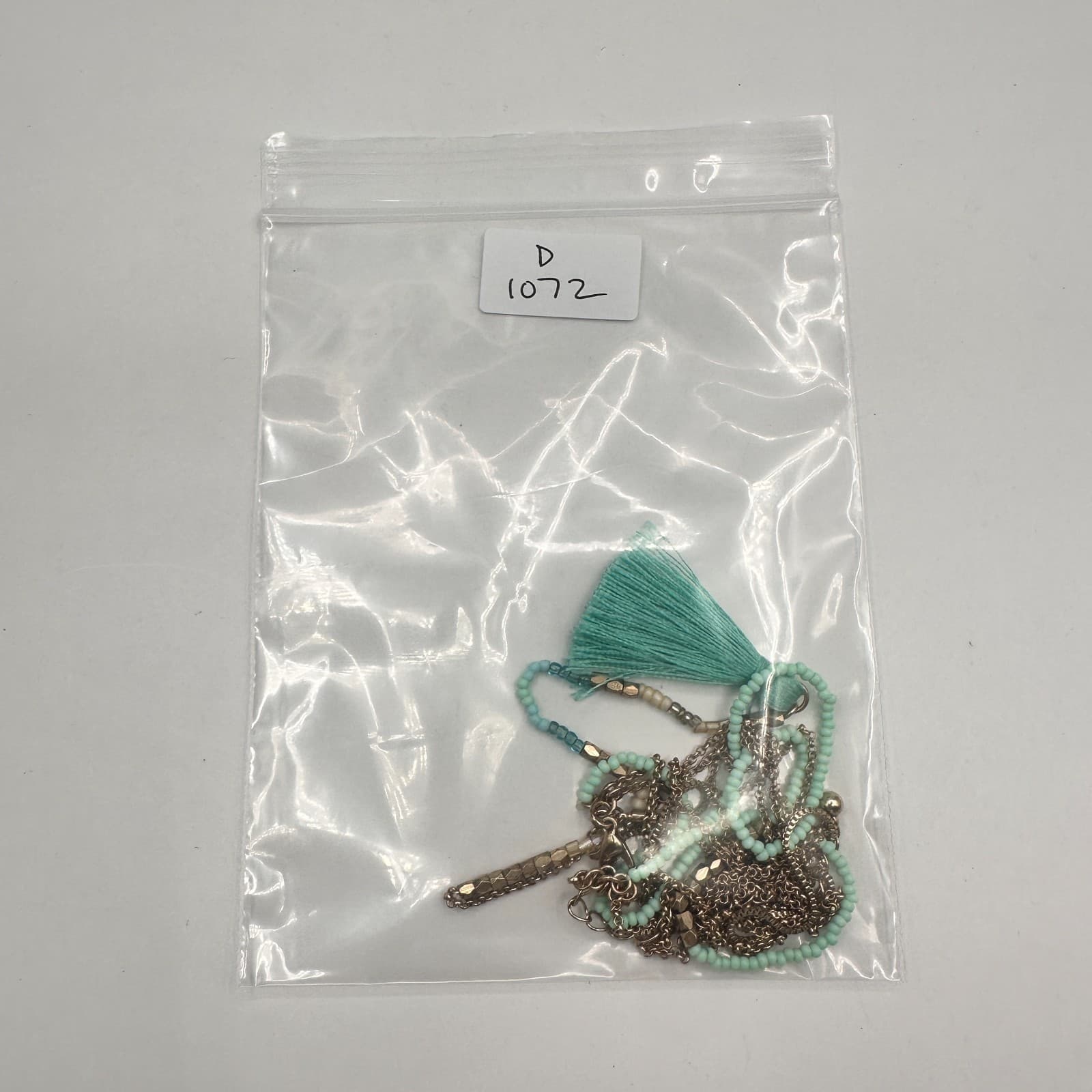 Vintage Y2K Layered Tassel Necklace Gold Tone Mint Green Seed Bead Boho Jewelry - Thumbnail 14