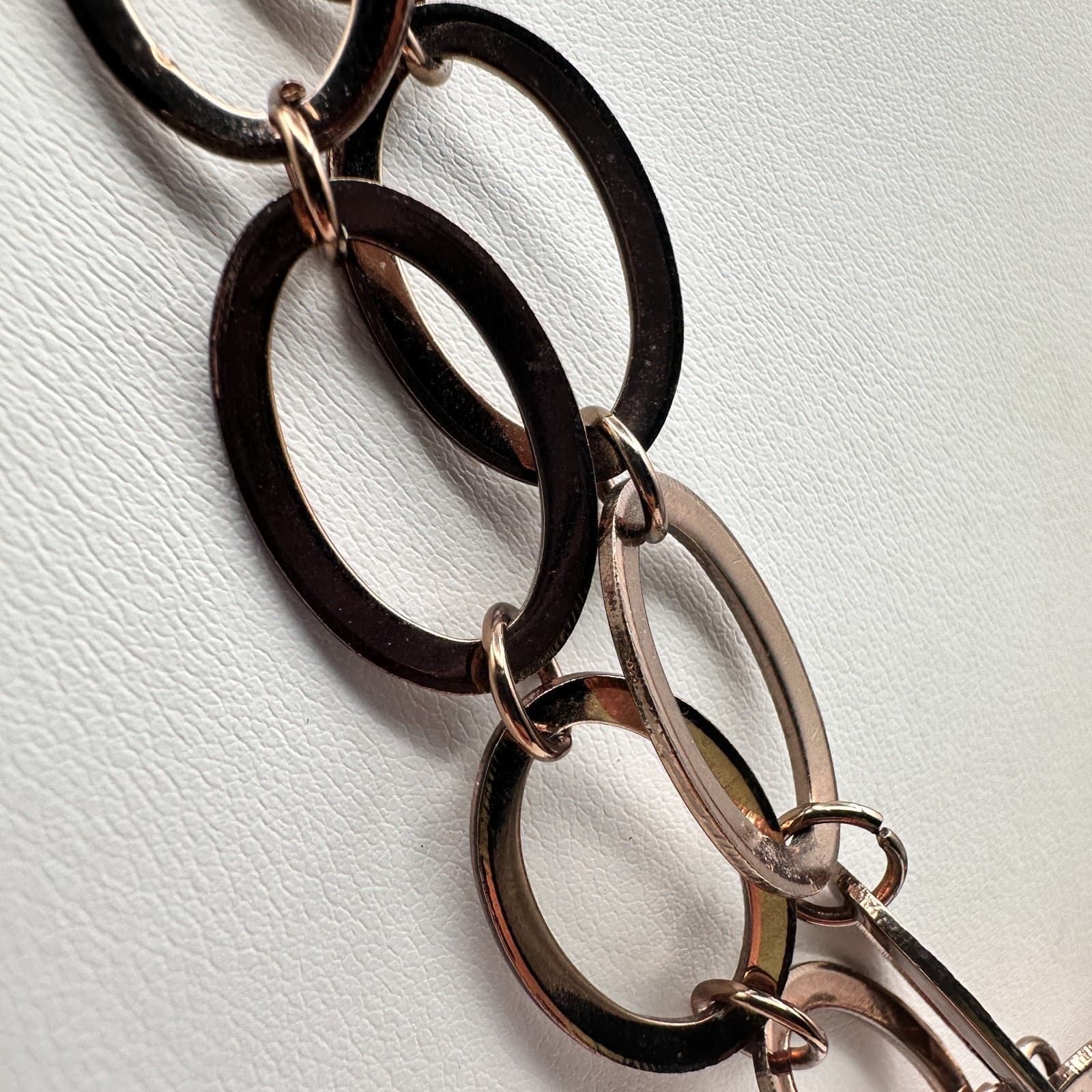 Vintage 90s Rose Gold Tone Chunky Oval Link Chain Statement Necklace Jewelry - Thumbnail 4