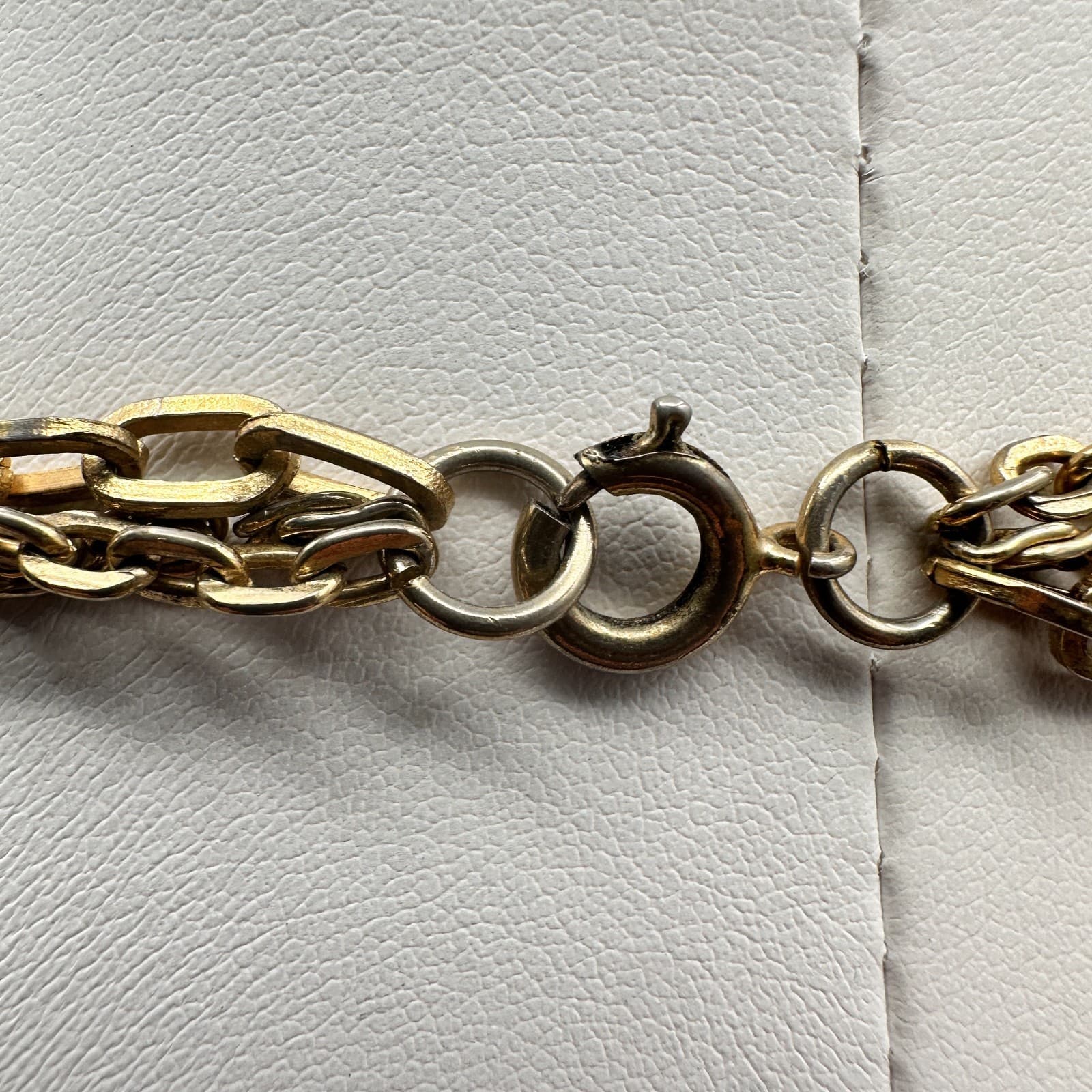 Vintage 80s Gold Tone Mother Love Script Pendant Layered Chain Necklace Jewelry - Thumbnail 10