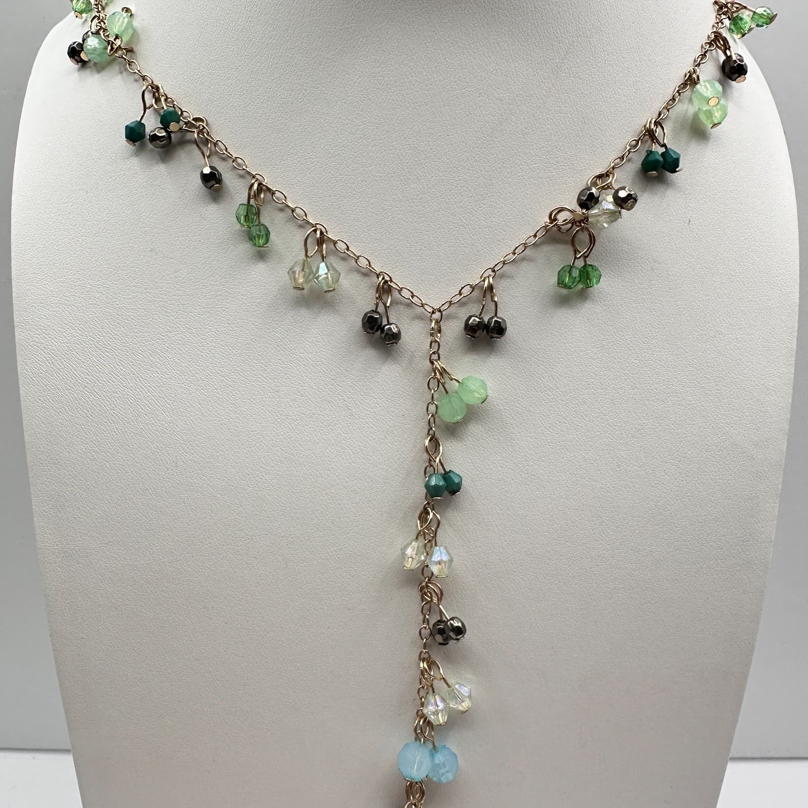 Vintage 80 Gold Tone Y-Drop Tassel Necklace Multicolor Bead Boho Jewelry - Thumbnail 11