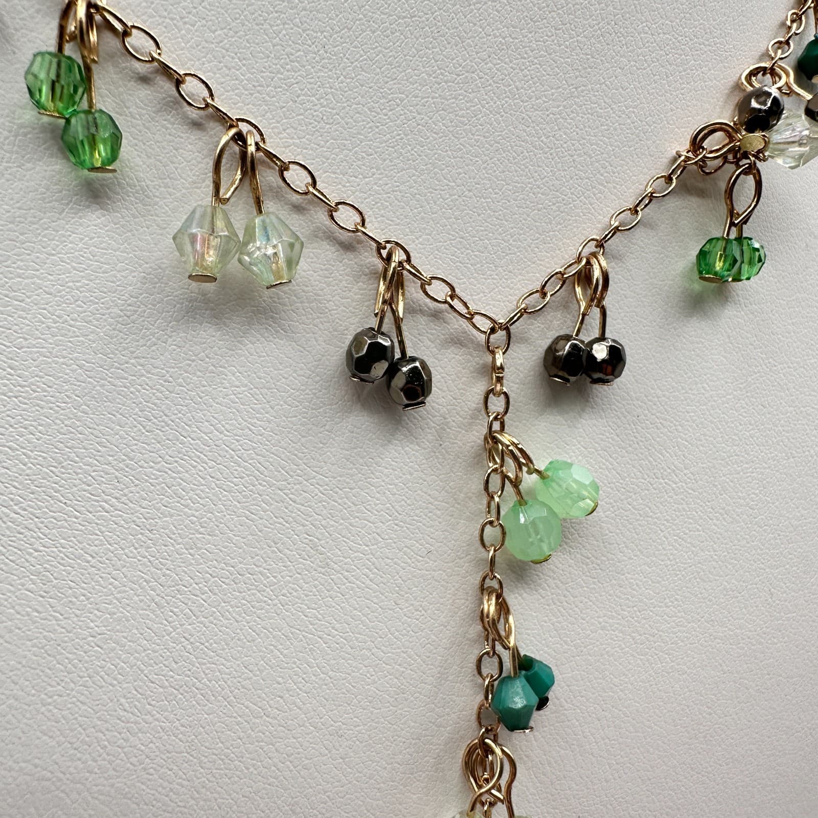 Vintage 80 Gold Tone Y-Drop Tassel Necklace Multicolor Bead Boho Jewelry - Thumbnail 4