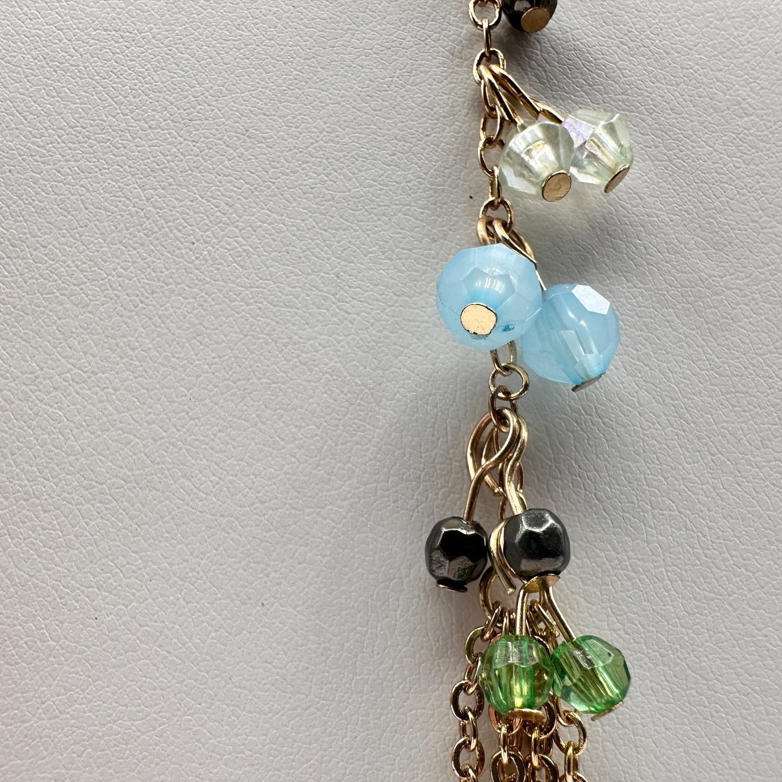 Vintage 80 Gold Tone Y-Drop Tassel Necklace Multicolor Bead Boho Jewelry - Thumbnail 10