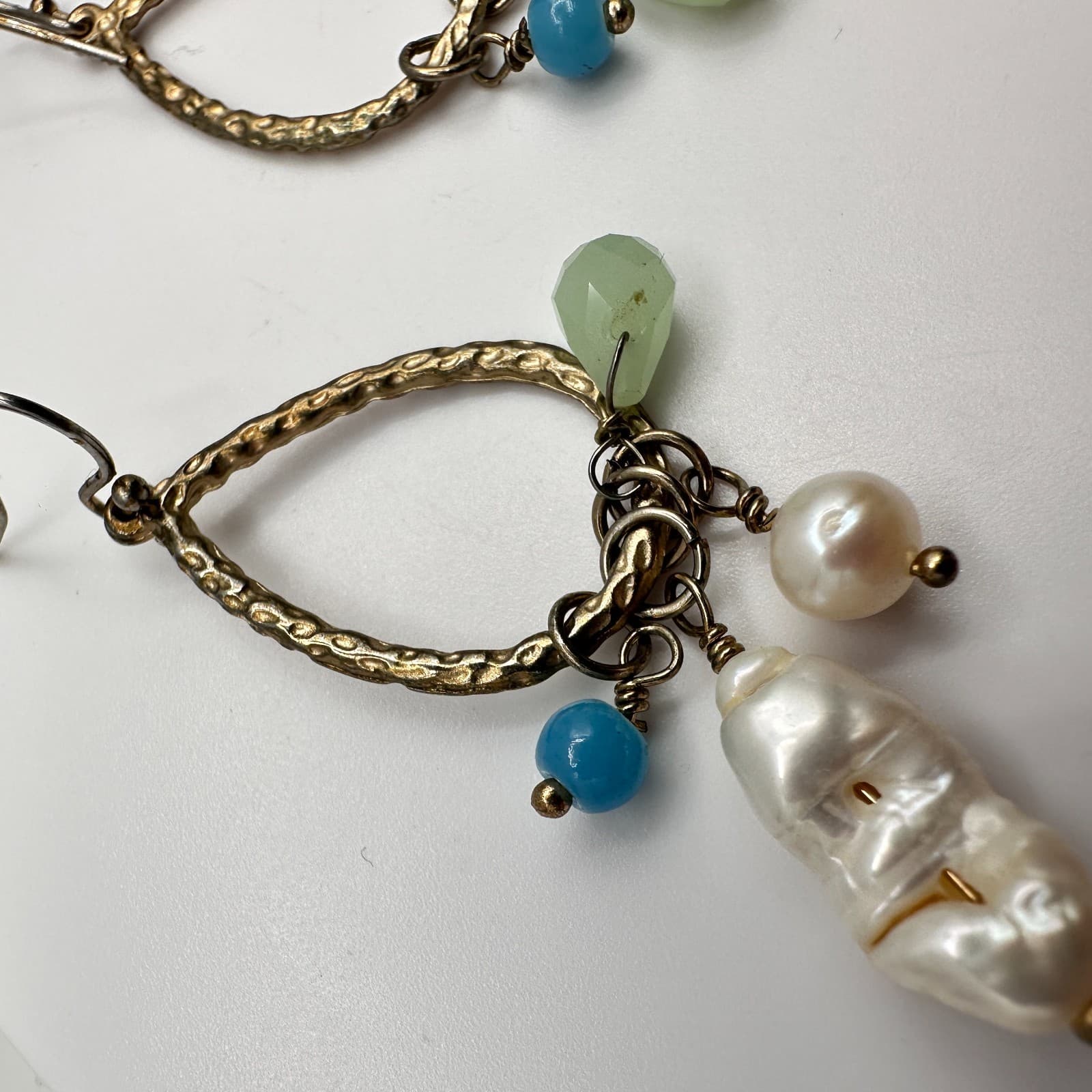 Vintage 90s Teardrop Hoop Dangle Earrings Set Gold Tone Classic Women's Jewelry - Thumbnail 6