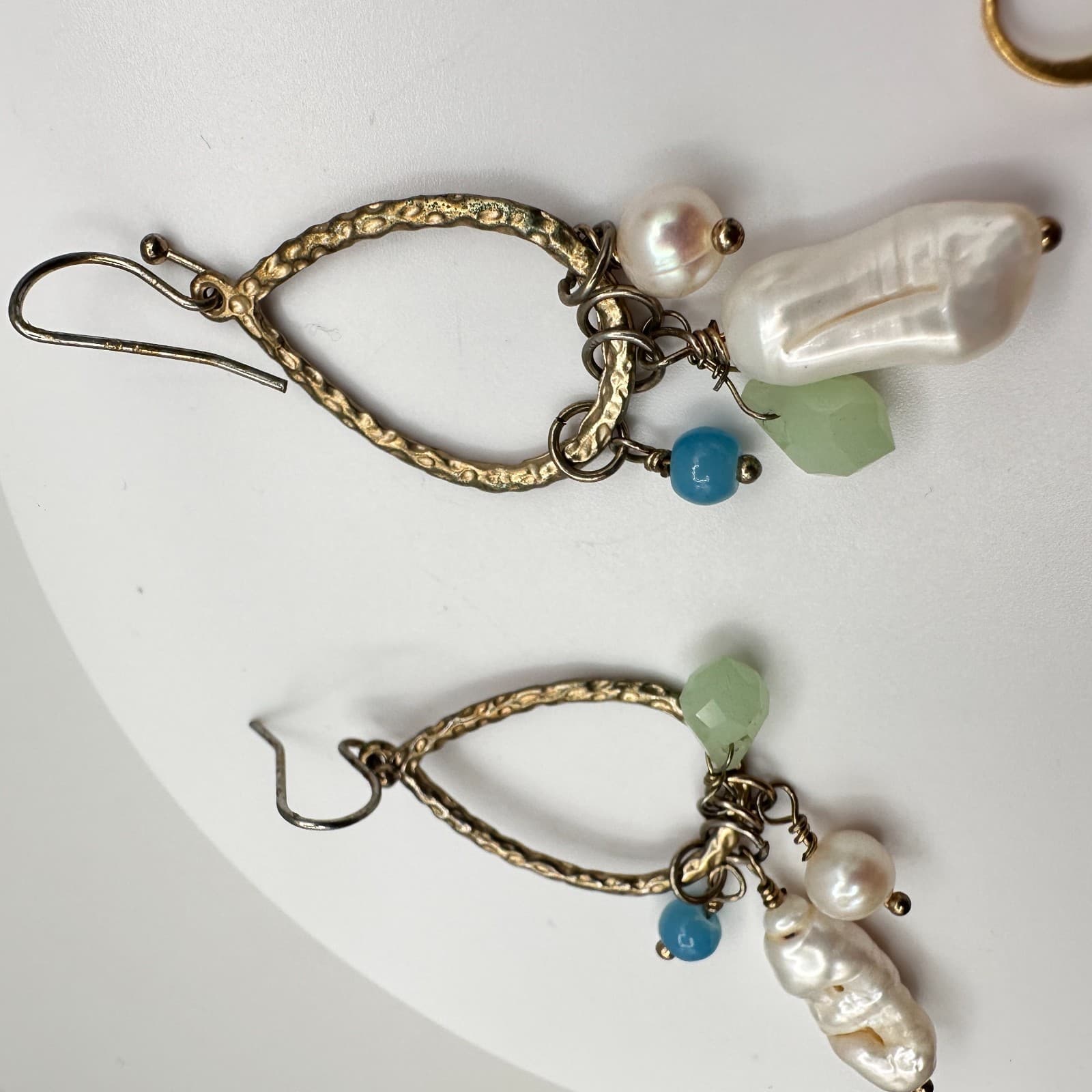 Vintage 90s Teardrop Hoop Dangle Earrings Set Gold Tone Classic Women's Jewelry - Thumbnail 7