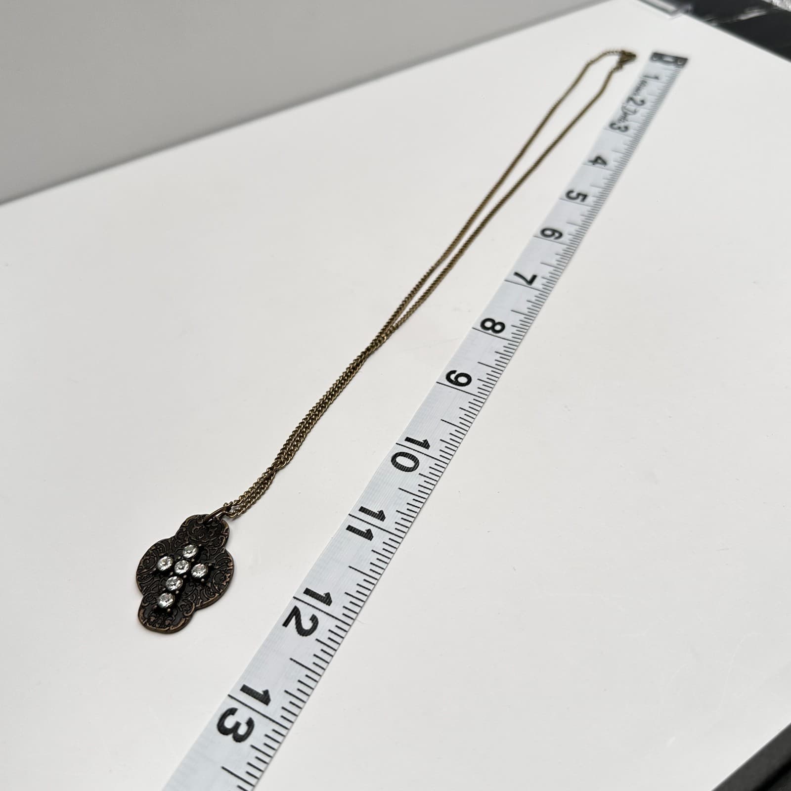 Vintage 70 Black Cross Necklace Quatrefoil Design Antique Finish Jewelry - Thumbnail 7