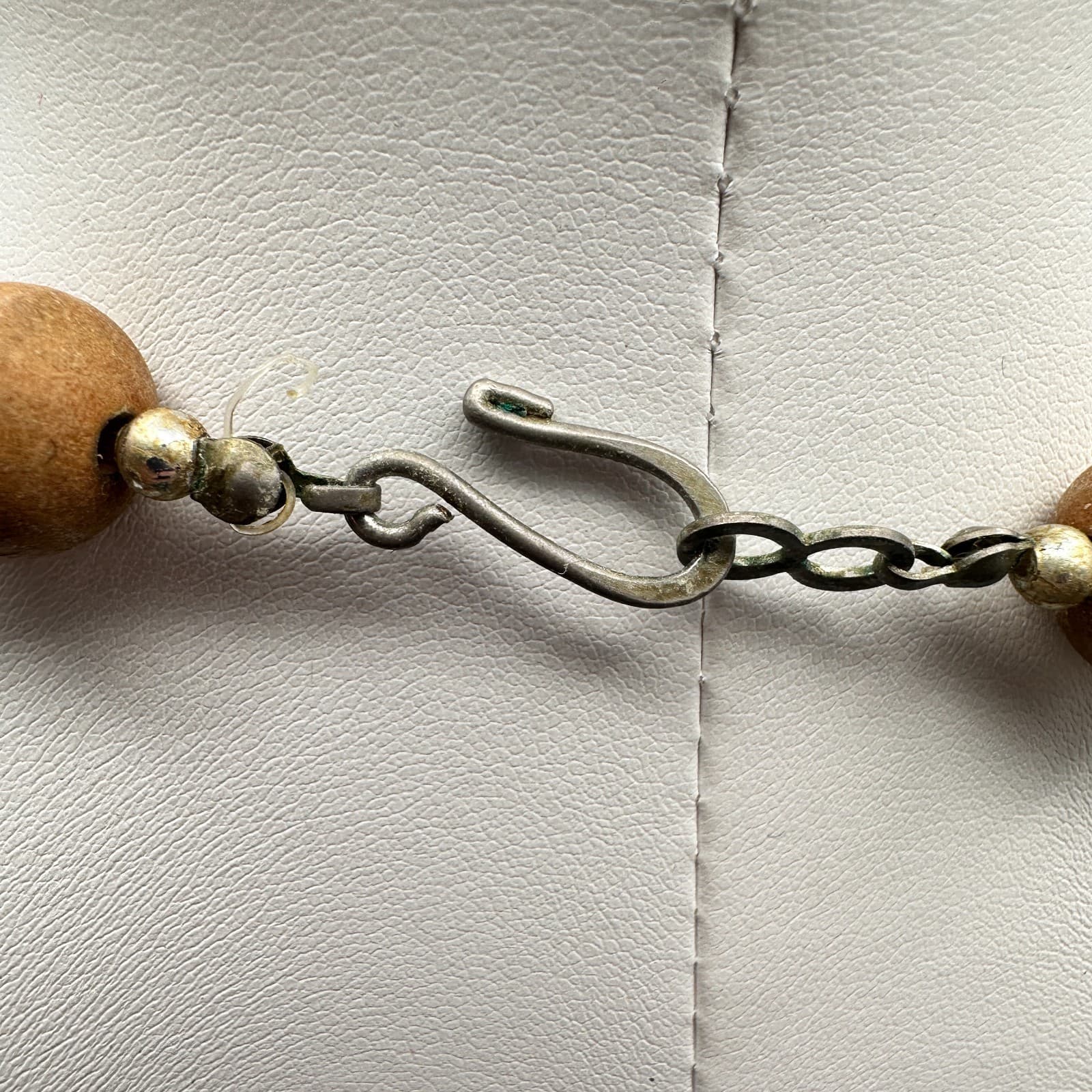 Vintage 80s Multi-strand wooden bead necklace with two circular pendants jewelry - Thumbnail 9