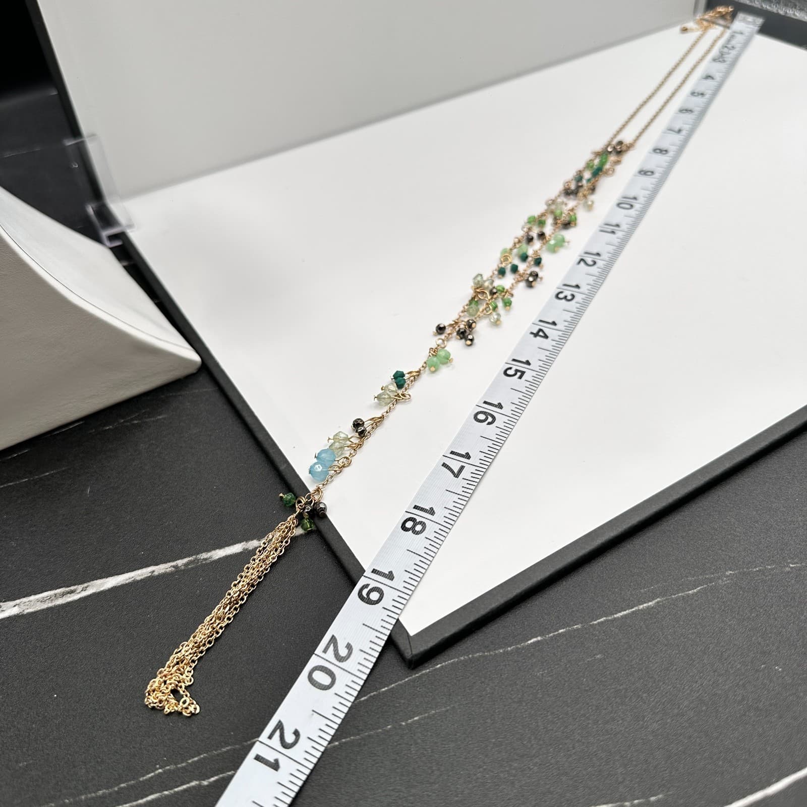 Vintage 80 Gold Tone Y-Drop Tassel Necklace Multicolor Bead Boho Jewelry - Thumbnail 13