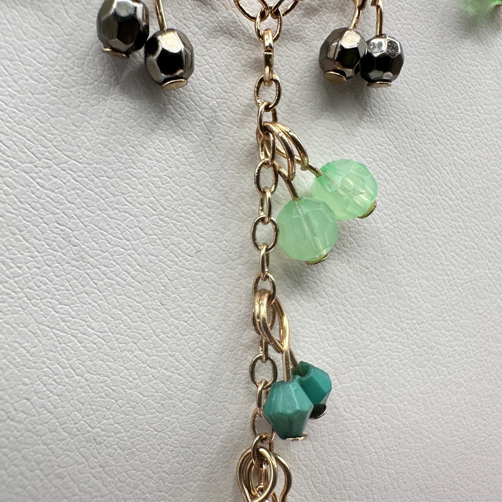 Vintage 80 Gold Tone Y-Drop Tassel Necklace Multicolor Bead Boho Jewelry - Thumbnail 7