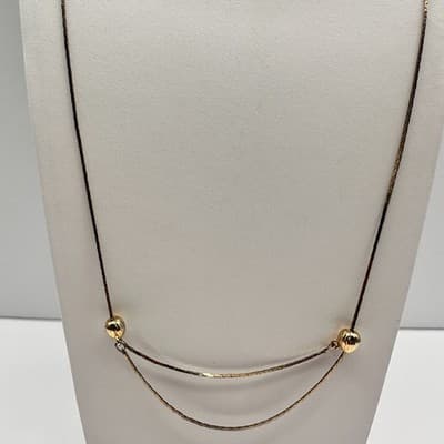 Vintage 80s Gold Tone Slide Adjustable Station Ball Bead Necklace Choker Jewelry - Thumbnail 7