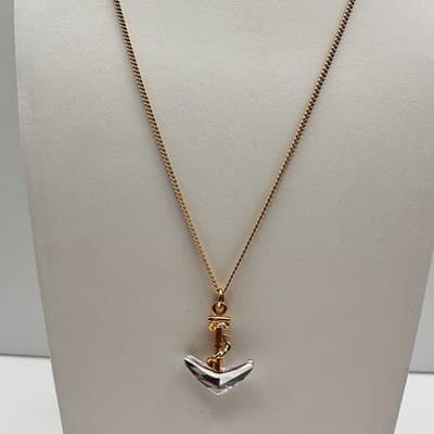 Vintage 90s Crystal Anchor Pendant Necklace Gold Tone Women's Classic Jewelry - Thumbnail 2
