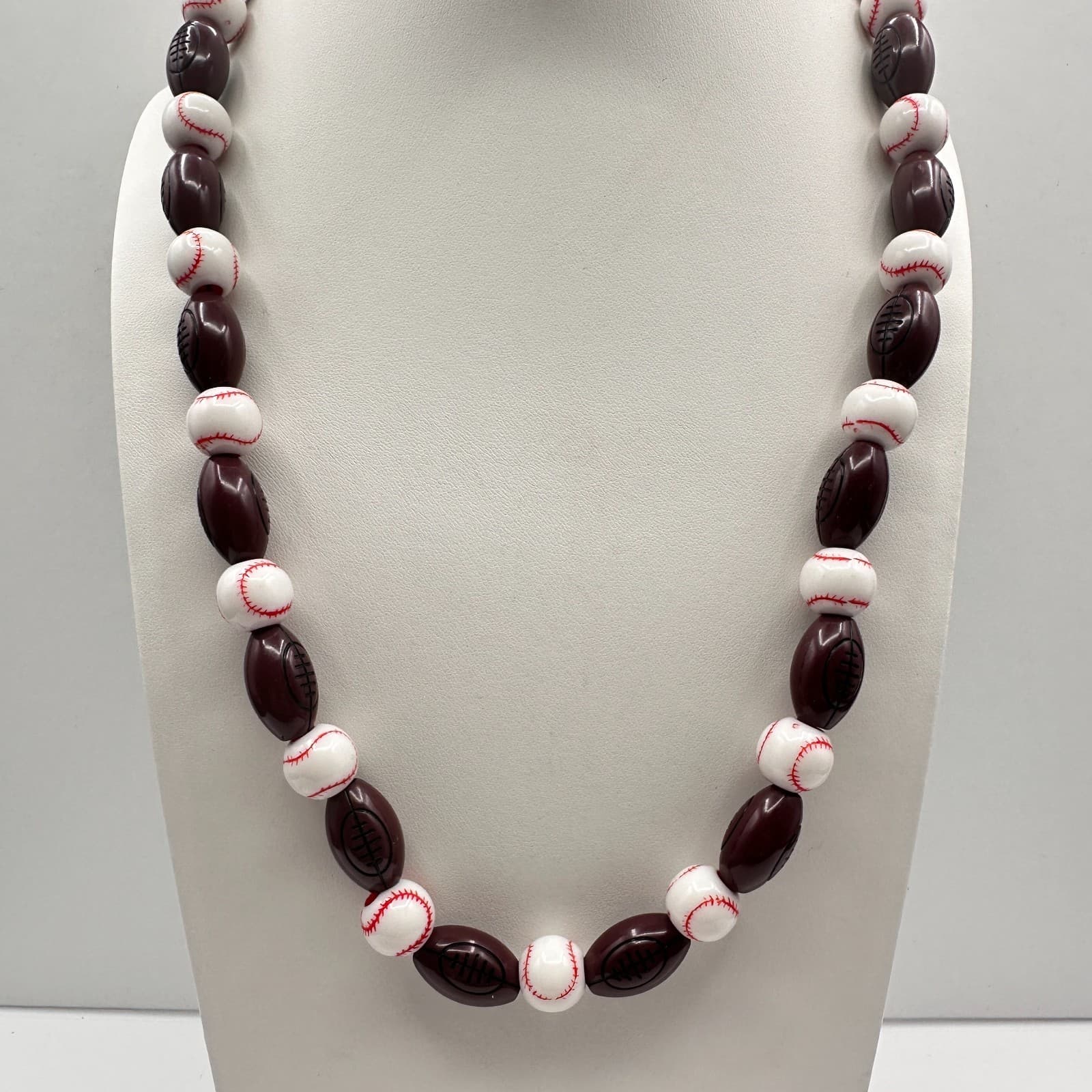 Vintage 90s Football Beaded Necklace Chunky Statement Women's Classic Jewelry - Image 1