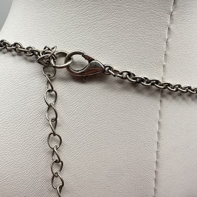 Vintage 80 Silver Tone Teardrop Necklace Light Green Stone Frame Jewelry - Thumbnail 8