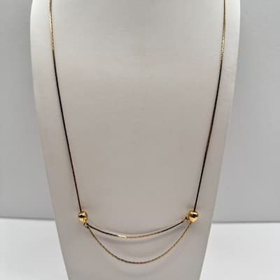 Vintage 80s Gold Tone Slide Adjustable Station Ball Bead Necklace Choker Jewelry - Thumbnail 2