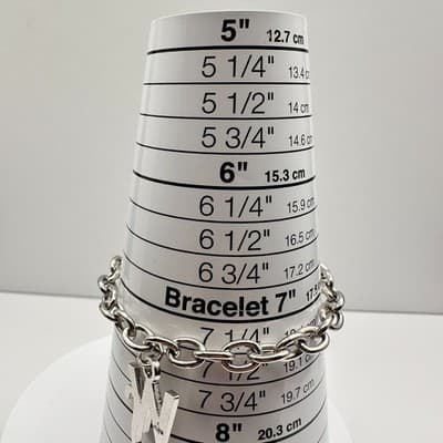Vintage Y2K Silver Tone Initial WS Charm Bracelet Chunky Link Chain Rhinestone - Thumbnail 7