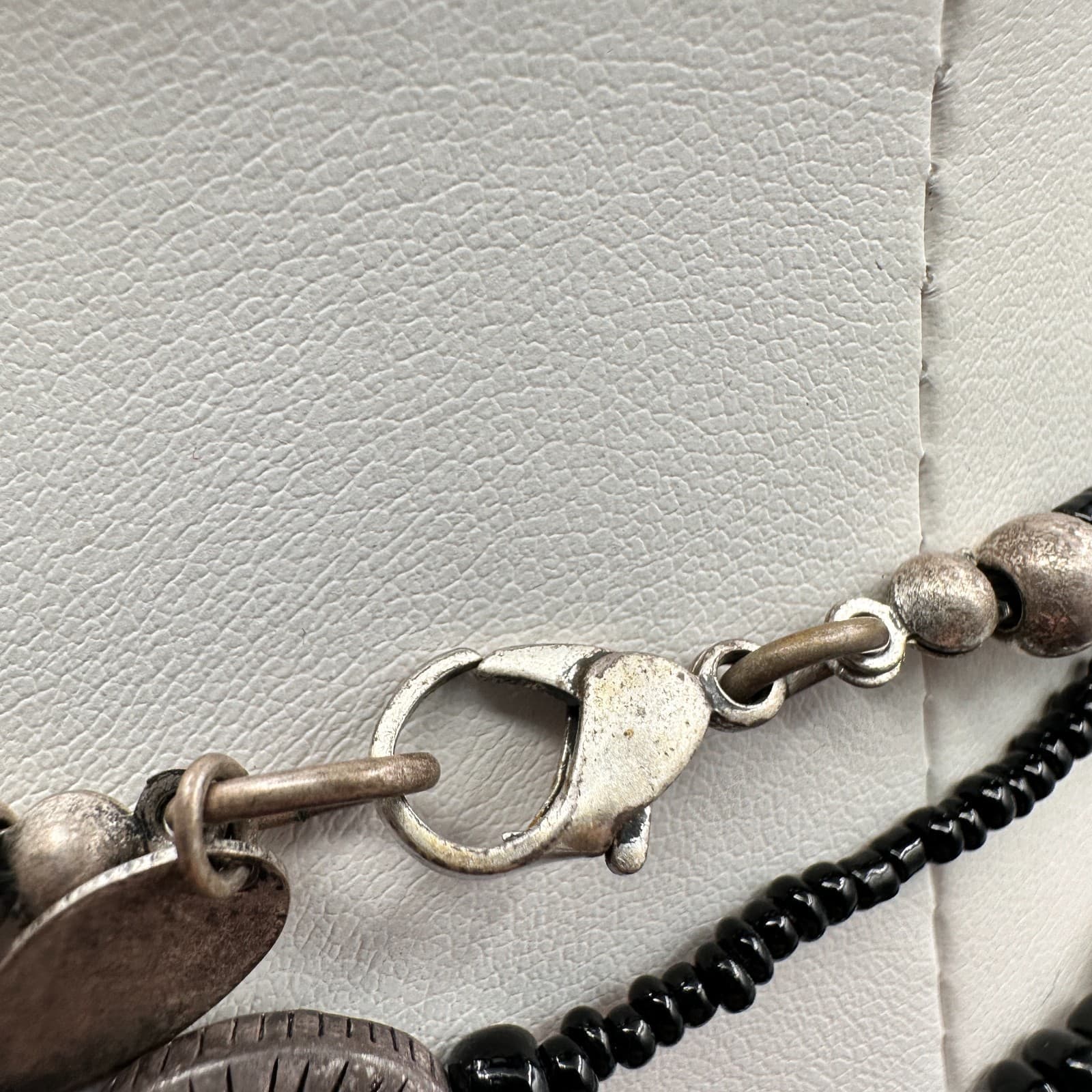 Vintage 80s Silvana Multi-Strand Black Bead & Silver Necklace Jewelry - Thumbnail 9