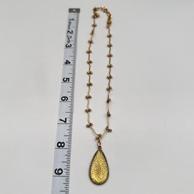 Vintage Y2K Yellow Crystal Teardrop Pendant Necklace Gold Tone Statement Jewelry - Thumbnail 8