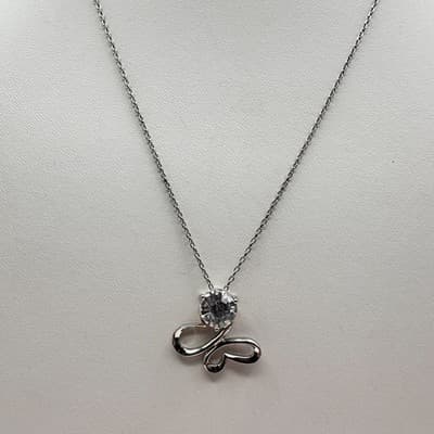 Vintage 90s Silver Tone Abstract Butterfly Pendant Necklace Jewelry - Thumbnail 2
