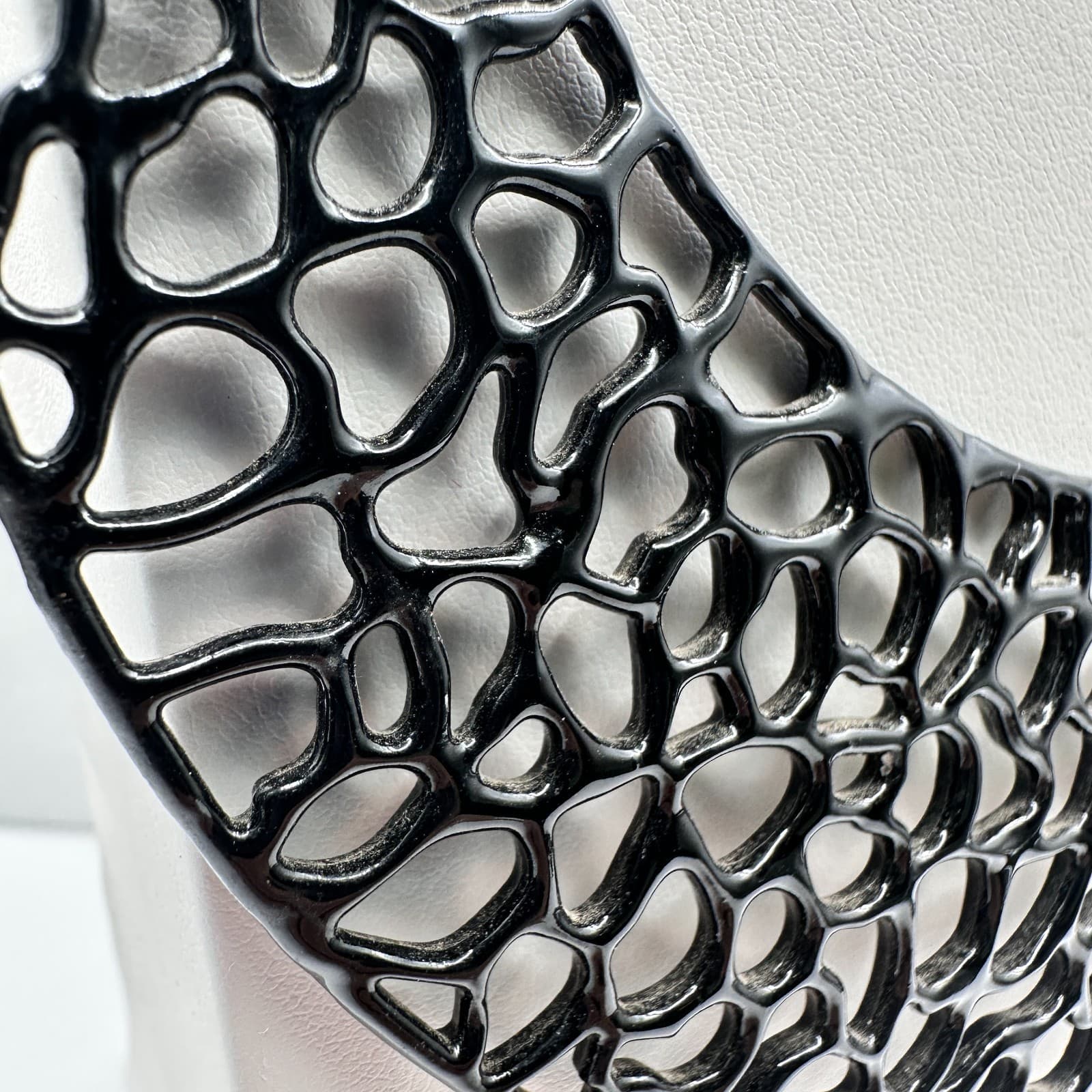 Vintage Y2K Black Prowl Necklace Silver Tone Chain Geometric Statement Jewelry - Thumbnail 5