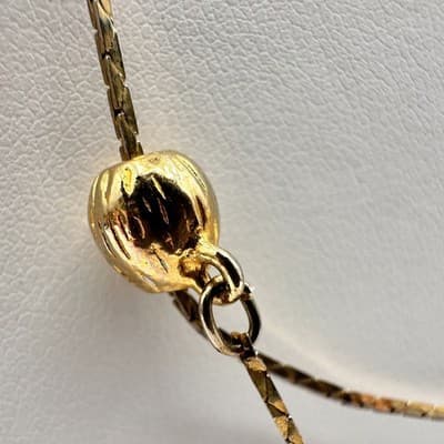 Vintage 80s Gold Tone Slide Adjustable Station Ball Bead Necklace Choker Jewelry - Thumbnail 4