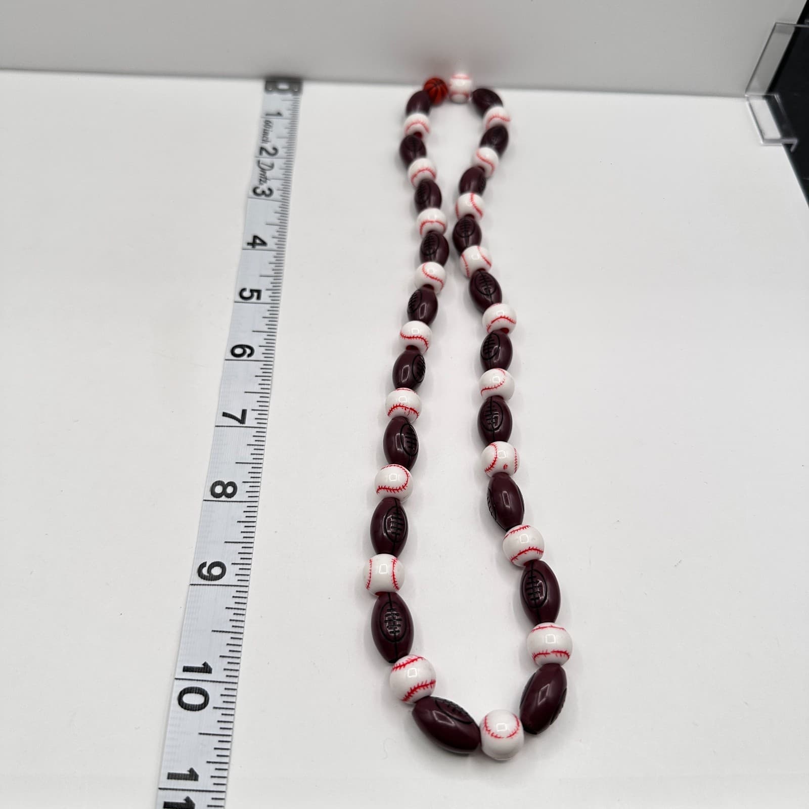 Vintage 90s Football Beaded Necklace Chunky Statement Women's Classic Jewelry - Thumbnail 11