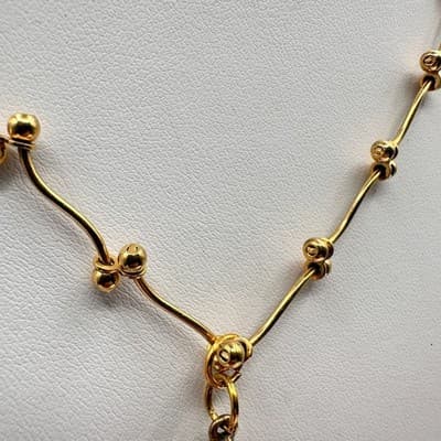 Vintage Y2K Yellow Crystal Teardrop Pendant Necklace Gold Tone Statement Jewelry - Thumbnail 4