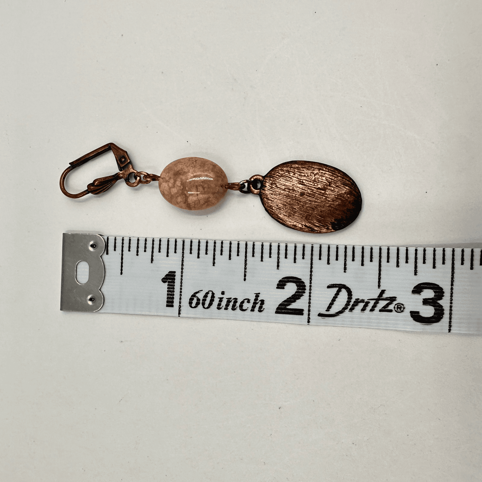 Vintage 90s Copper Tone Oval Drops Earrings Natural Stone Women's Jewelry - Thumbnail 10