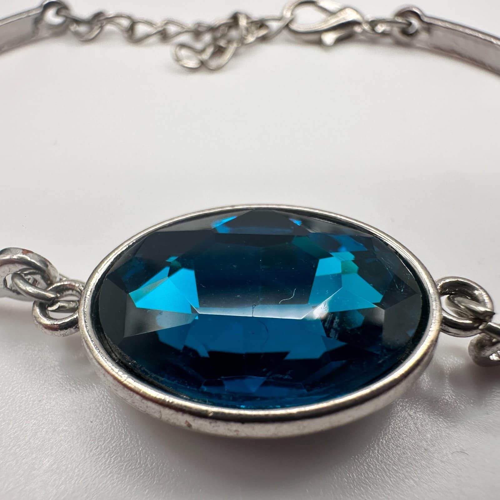 Vintage Y2K Silver Tone Blue Crystal Bracelet Definitely Dashing Boho Jewelry - Thumbnail 2