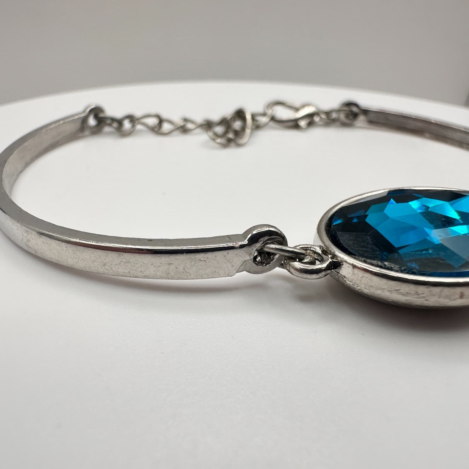 Vintage Y2K Silver Tone Blue Crystal Bracelet Definitely Dashing Boho Jewelry - Thumbnail 4