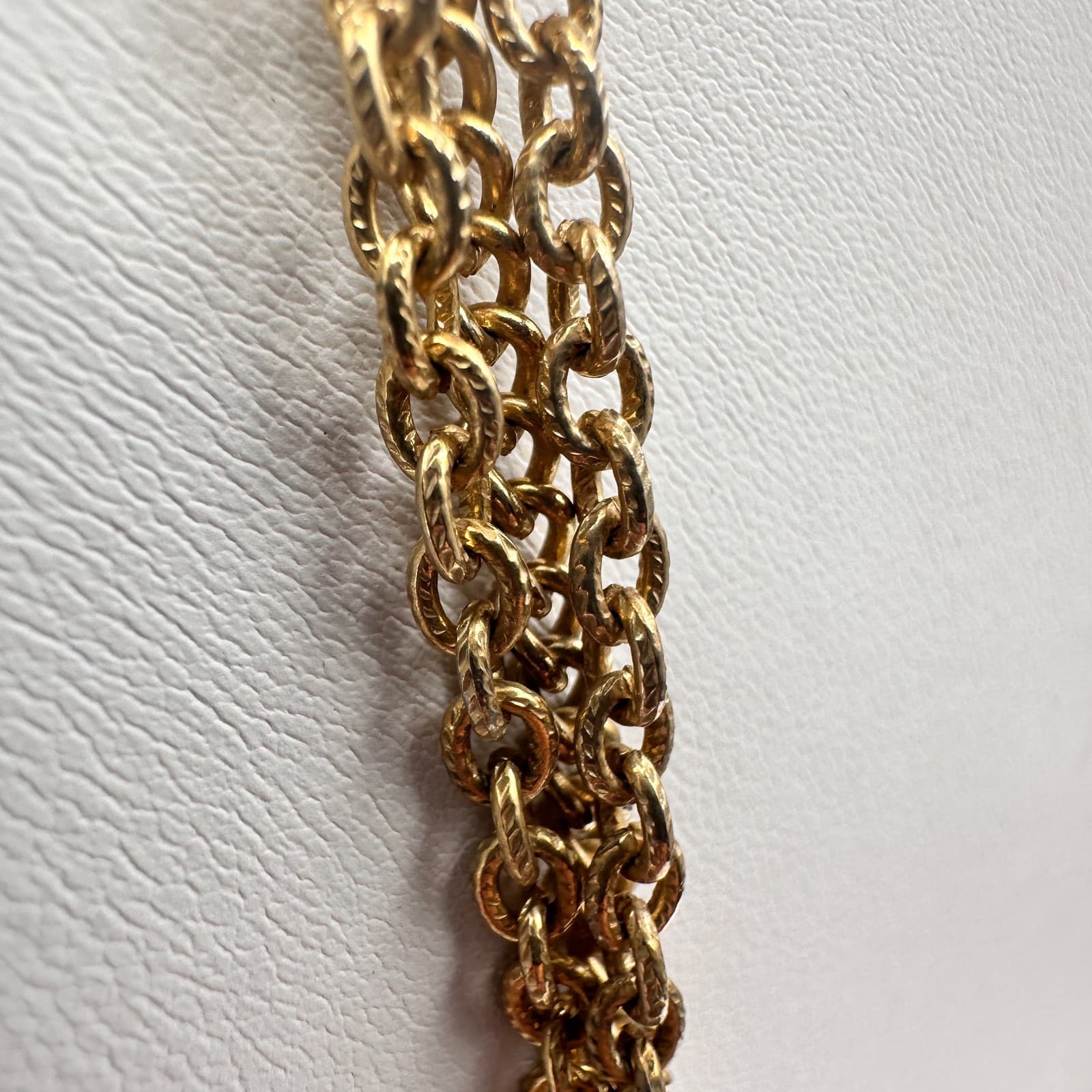 Vintage 80s Gold Tone Multi Strand Faux Pearl Necklace Women's Classic Jewelry - Thumbnail 4