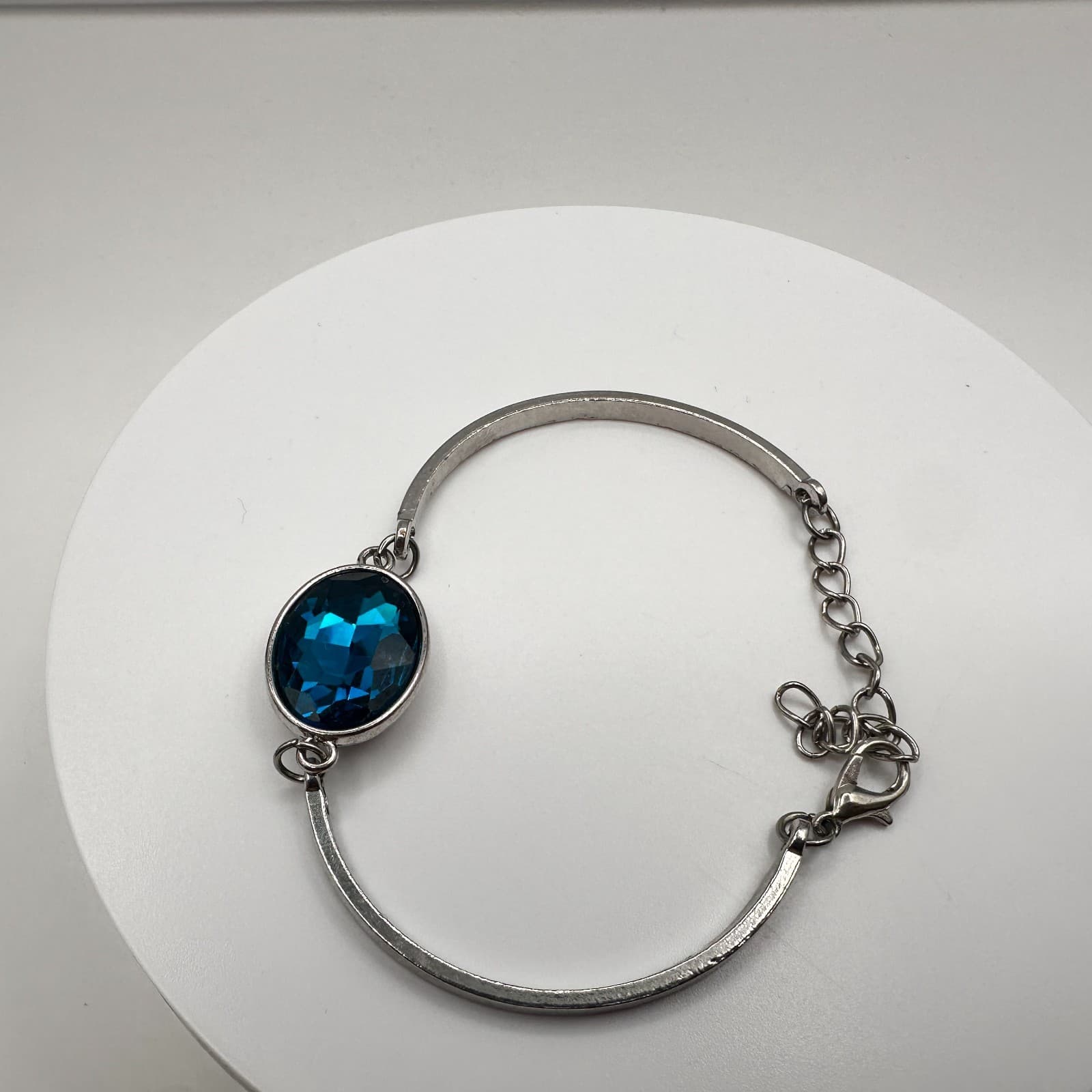 Vintage Y2K Silver Tone Blue Crystal Bracelet Definitely Dashing Boho Jewelry - Thumbnail 8