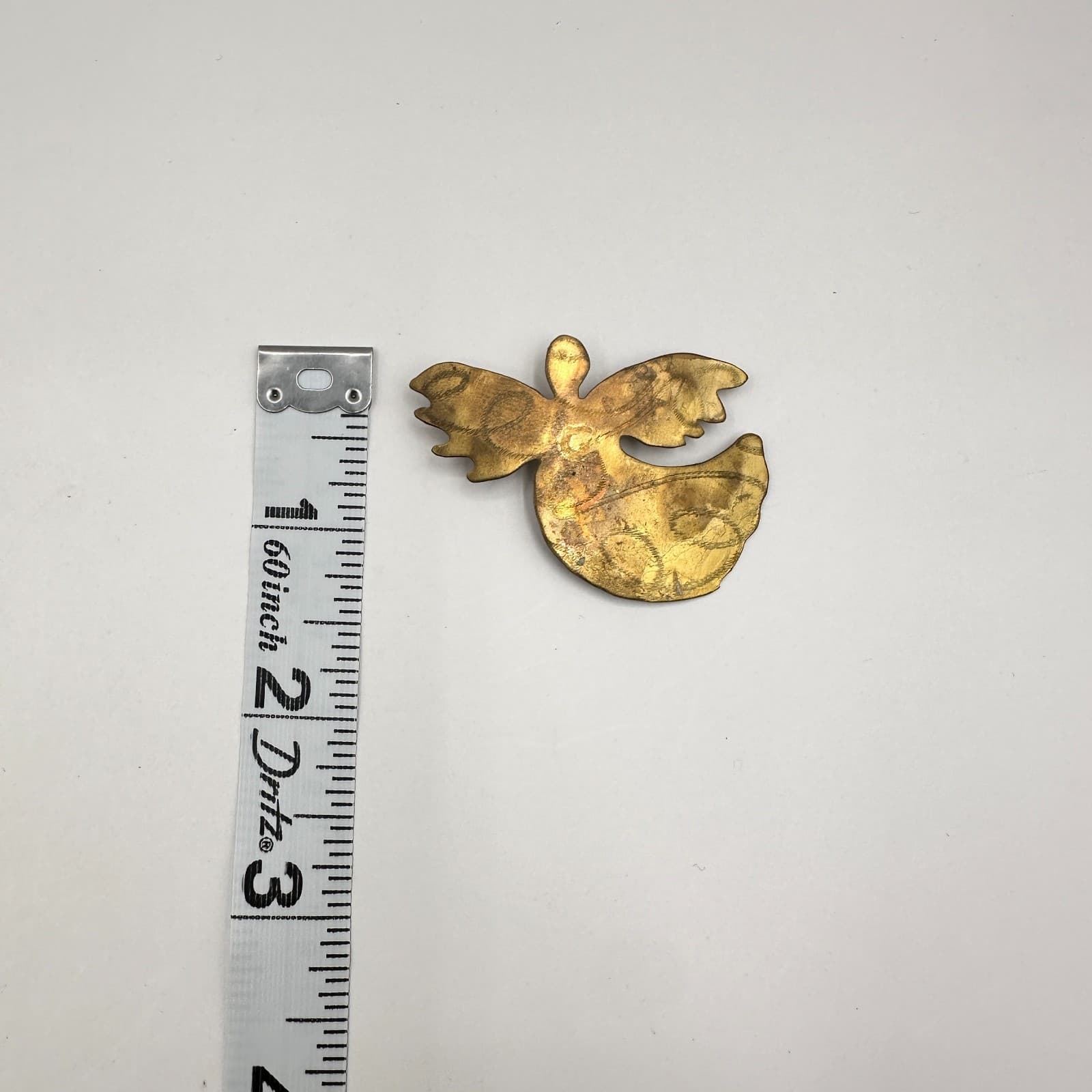 Vintage 90s Angel Wings Comfort Brooch Pin Gold Tone Brass 2000 Signed Religious - Thumbnail 8