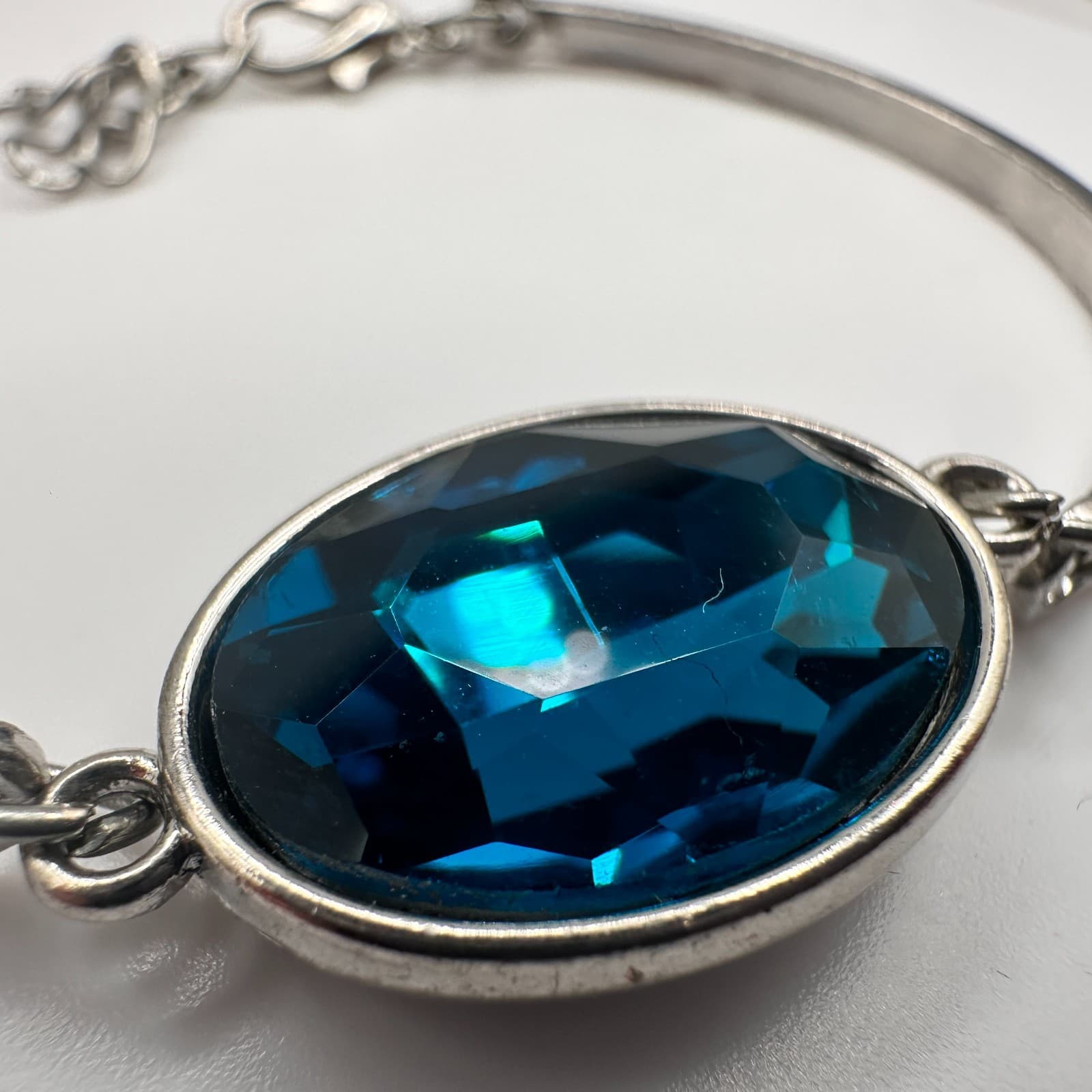Vintage Y2K Silver Tone Blue Crystal Bracelet Definitely Dashing Boho Jewelry - Thumbnail 3