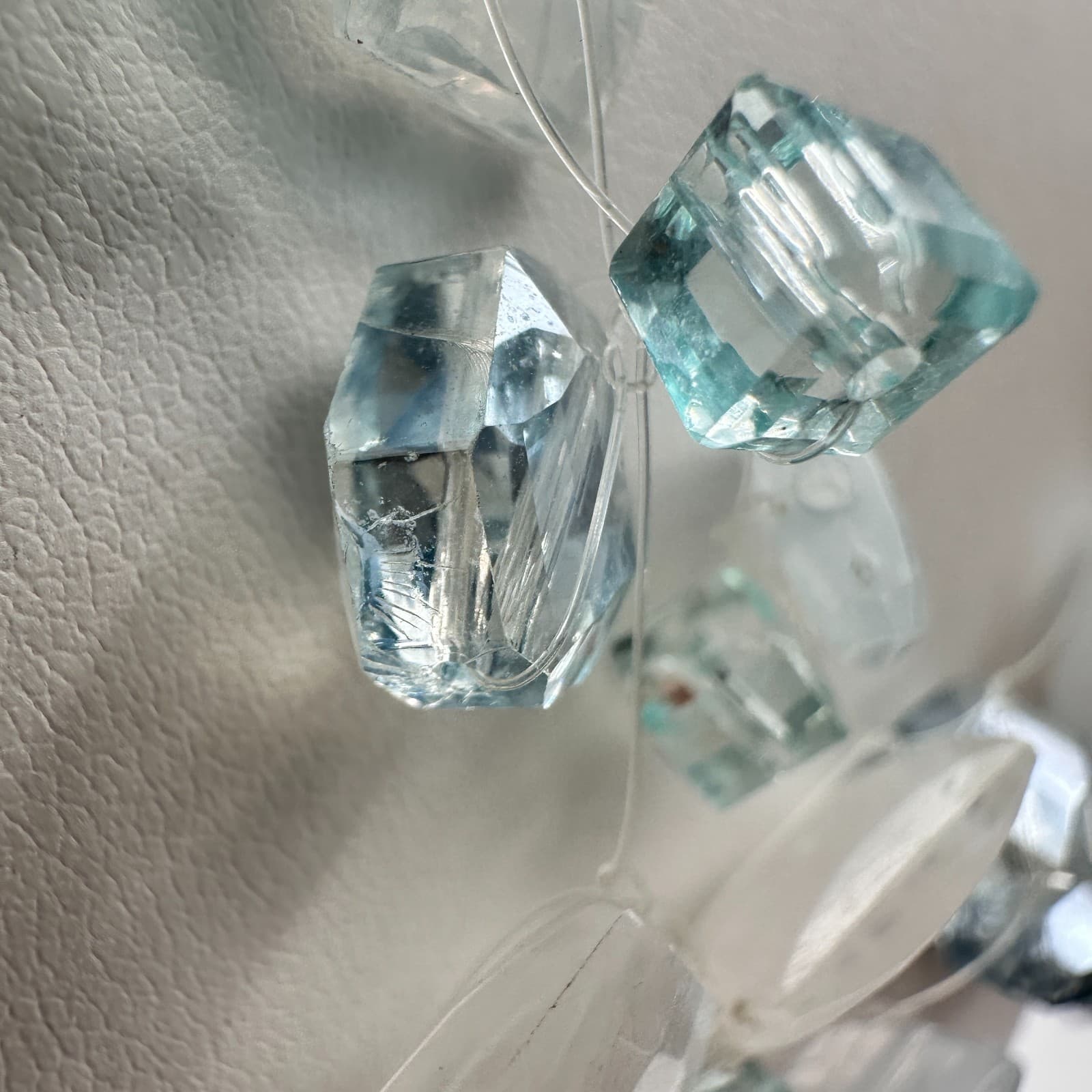 Vintage Y2K Necklace Blue & White Clear Crystal Glass Beaded Statement Jewelry - Thumbnail 4