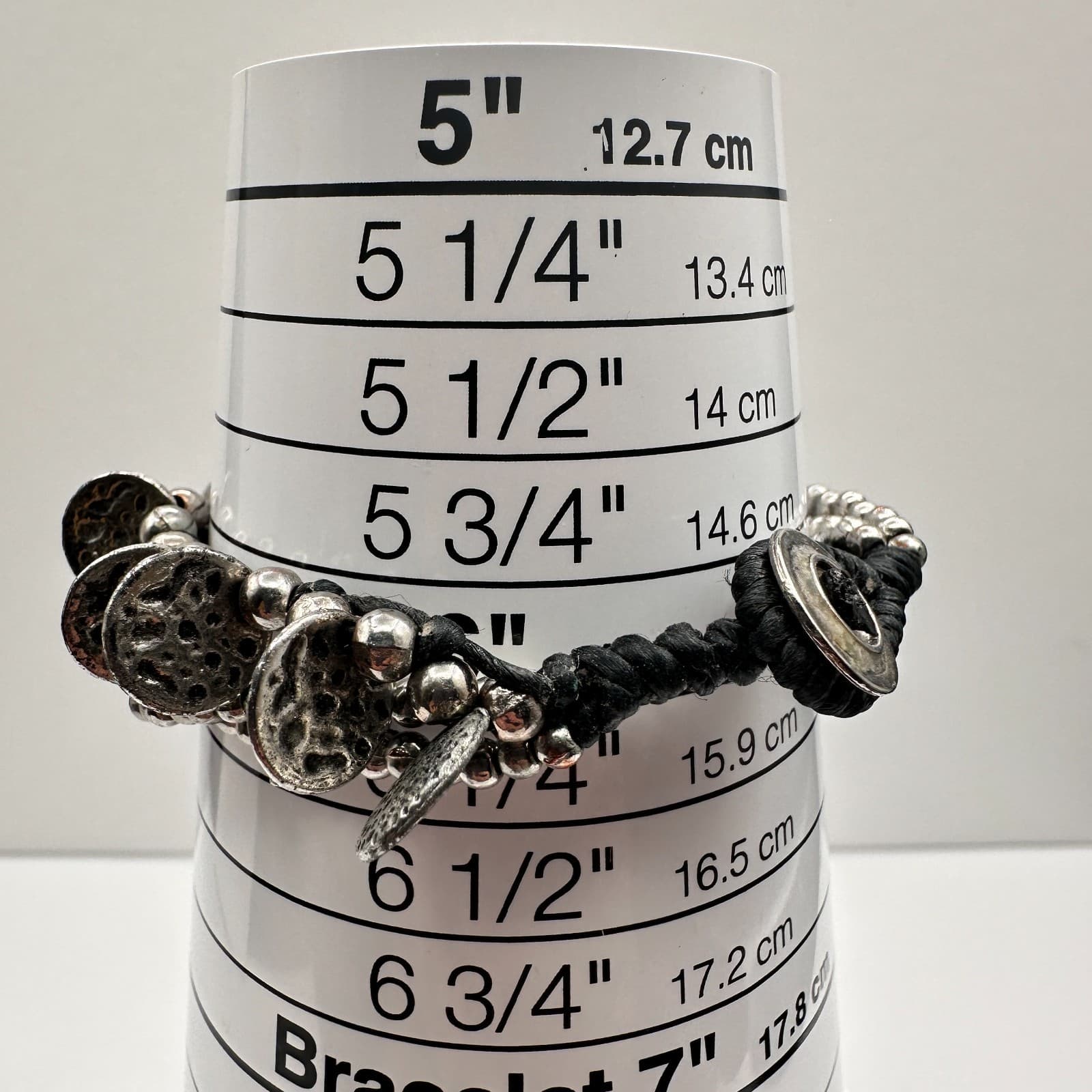 Vintage 90s Silver Tone Multi Strand Beaded Bracelet Women's Classic Jewelry - Thumbnail 10