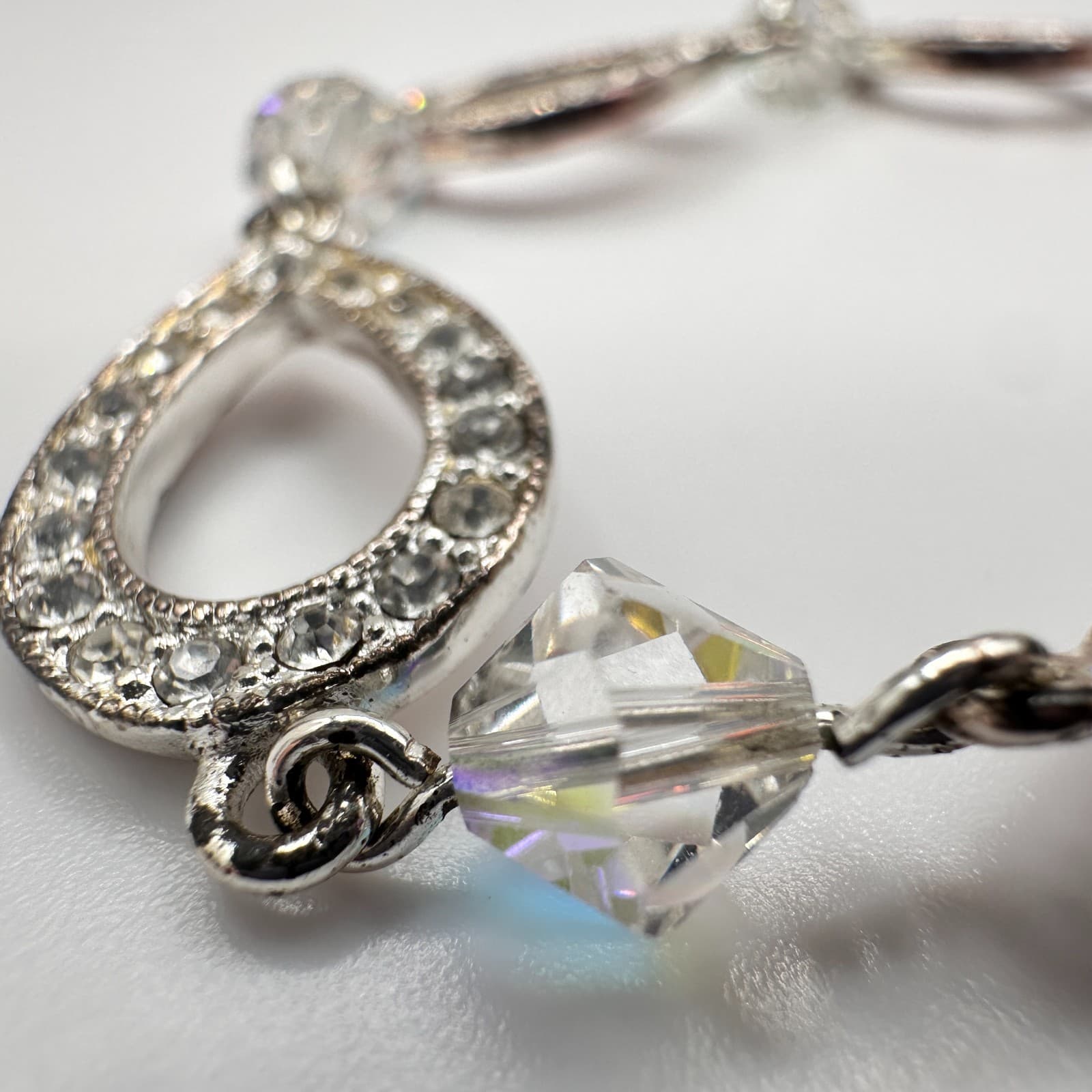 Vintage 90s Carolee Silver Tone Teardrop Link Bracelet Women's Classic Jewelry - Thumbnail 3