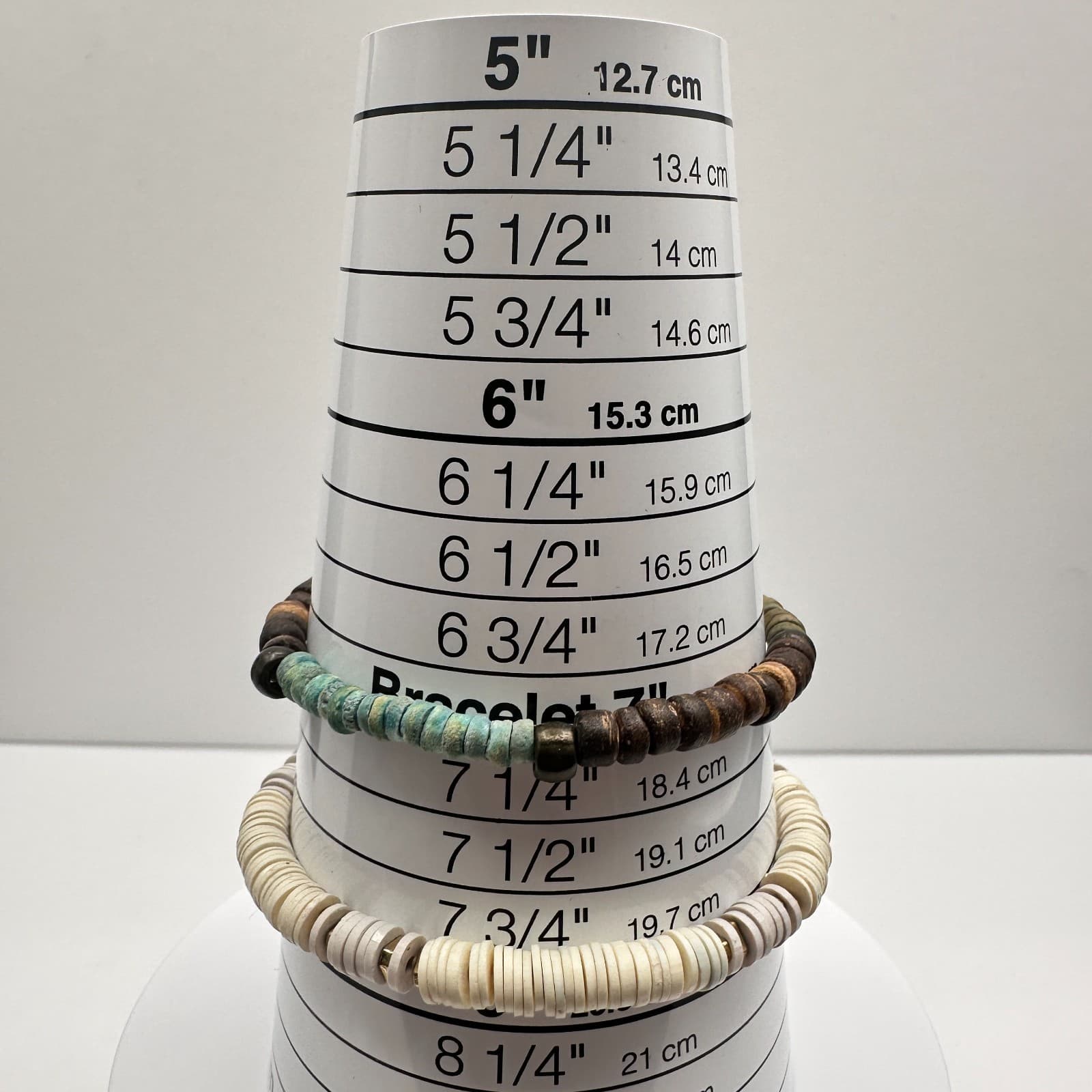 Vintage 90s Heishi Wooden Beaded Stretch Bracelet Set Women's Classic Jewelry - Thumbnail 9