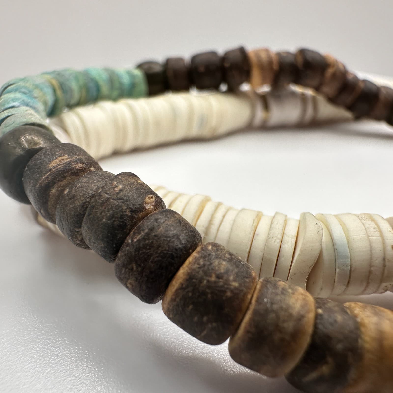 Vintage 90s Heishi Wooden Beaded Stretch Bracelet Set Women's Classic Jewelry - Thumbnail 8