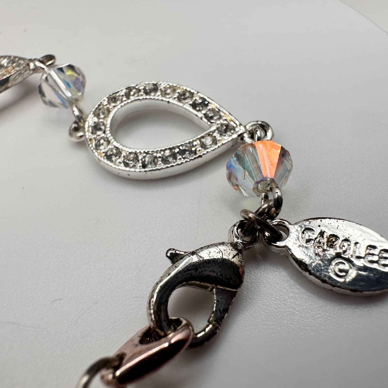 Vintage 90s Carolee Silver Tone Teardrop Link Bracelet Women's Classic Jewelry - Thumbnail 6