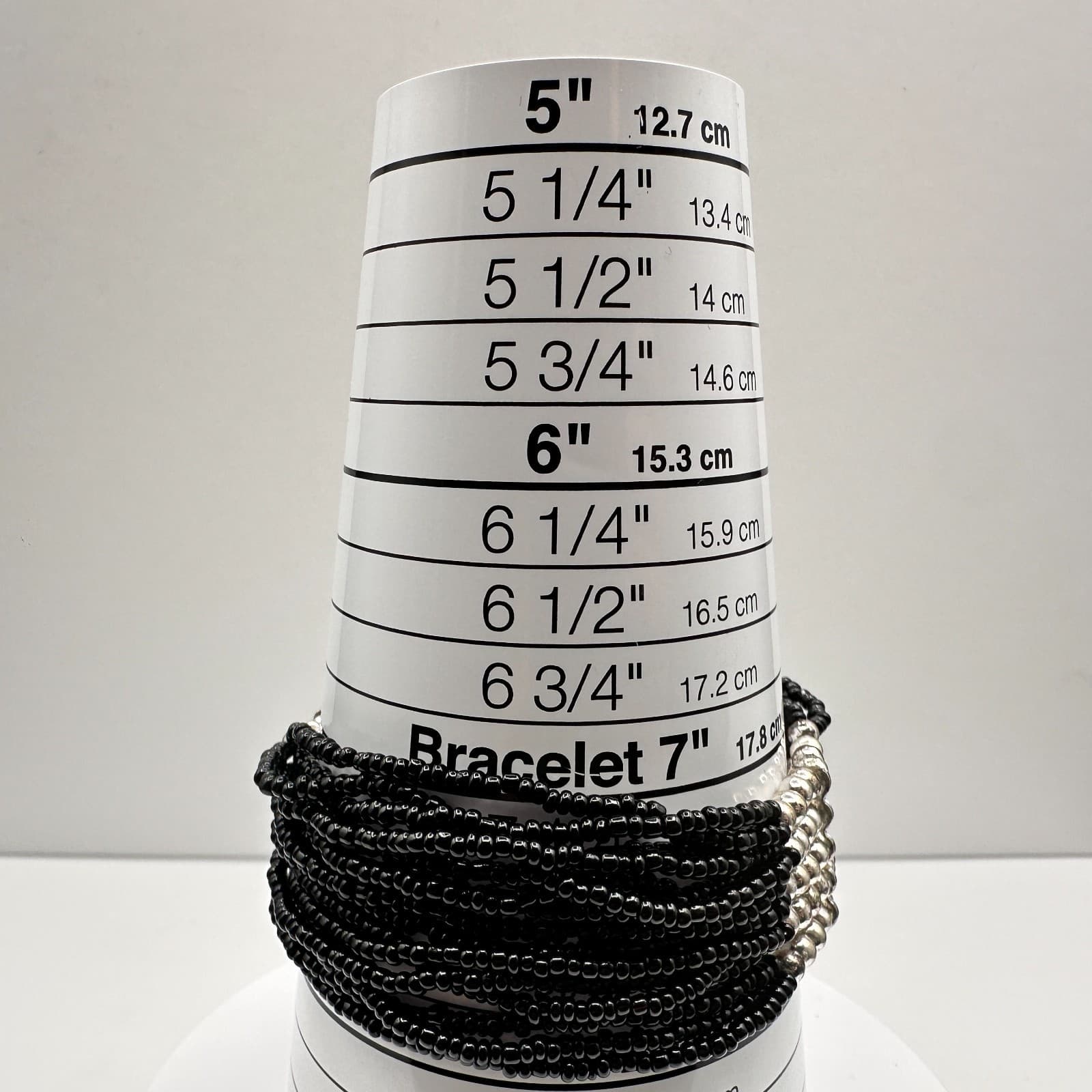 Vintage Y2K Black Beaded Multi-Strand Bracelet Silver Tone Statement Jewelry - Thumbnail 9