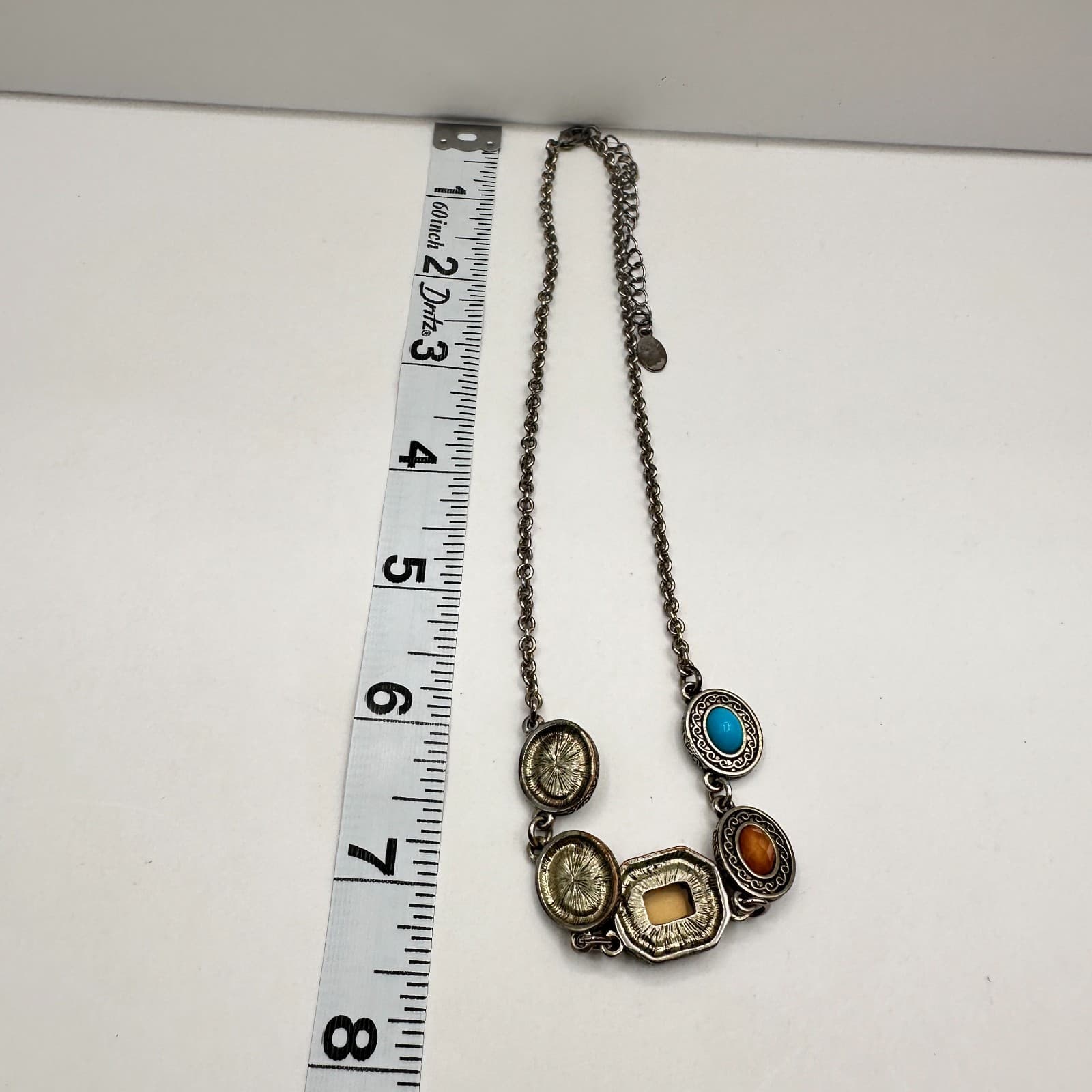 Vintage 90s Silver Tone Necklace Boho Retro Women's Classic Fashion Jewelry - Thumbnail 8