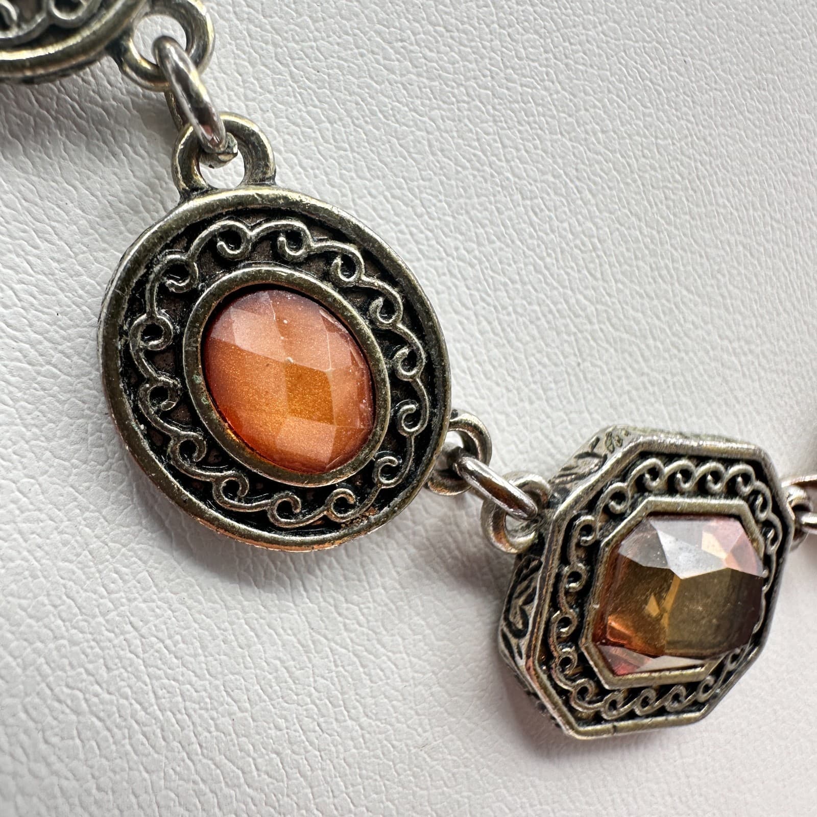 Vintage 90s Silver Tone Necklace Boho Retro Women's Classic Fashion Jewelry - Thumbnail 4