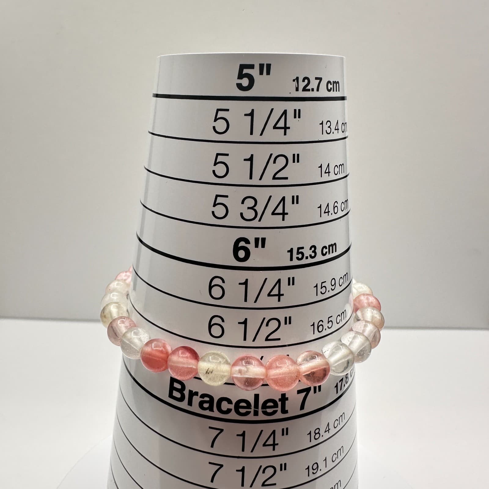 Vintage 90s Pink Quartz Beaded Bracelet Retro Women's Classic Fashion Jewelry - Thumbnail 7