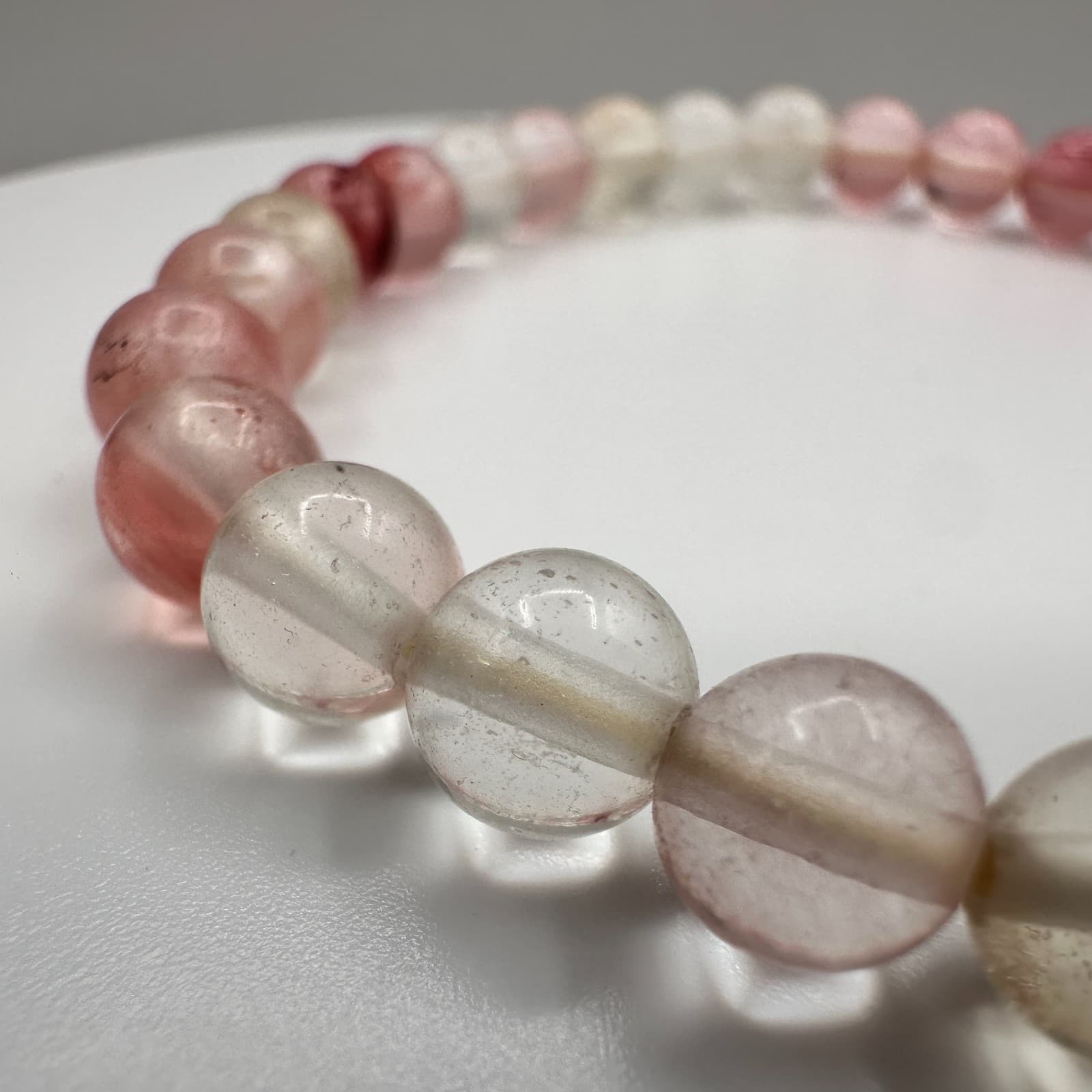 Vintage 90s Pink Quartz Beaded Bracelet Retro Women's Classic Fashion Jewelry - Thumbnail 4