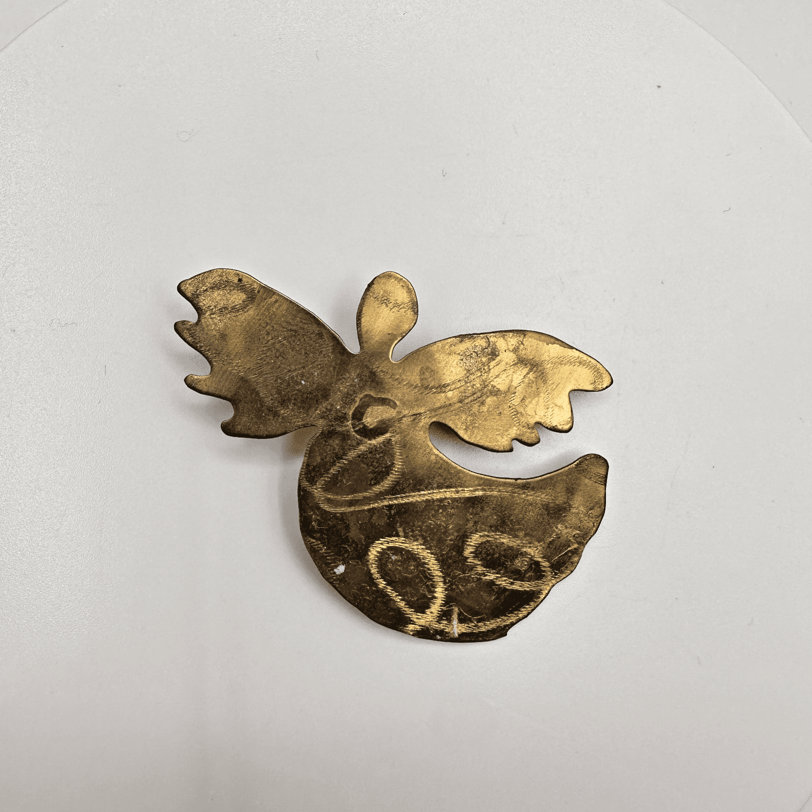 Vintage 90s Angel Wings Comfort Brooch Pin Gold Tone Brass 2000 Signed Religious - Image 1