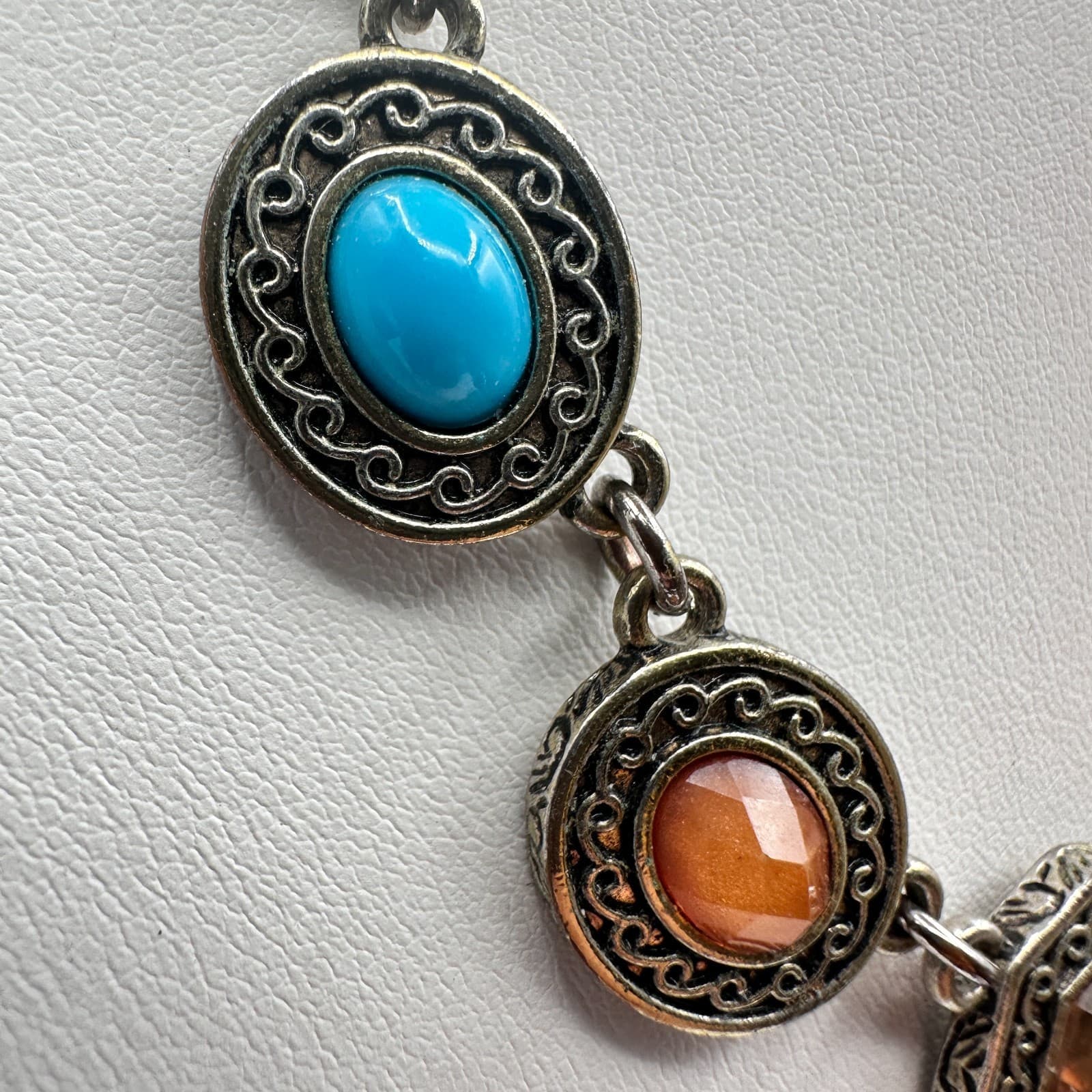 Vintage 90s Silver Tone Necklace Boho Retro Women's Classic Fashion Jewelry - Thumbnail 3