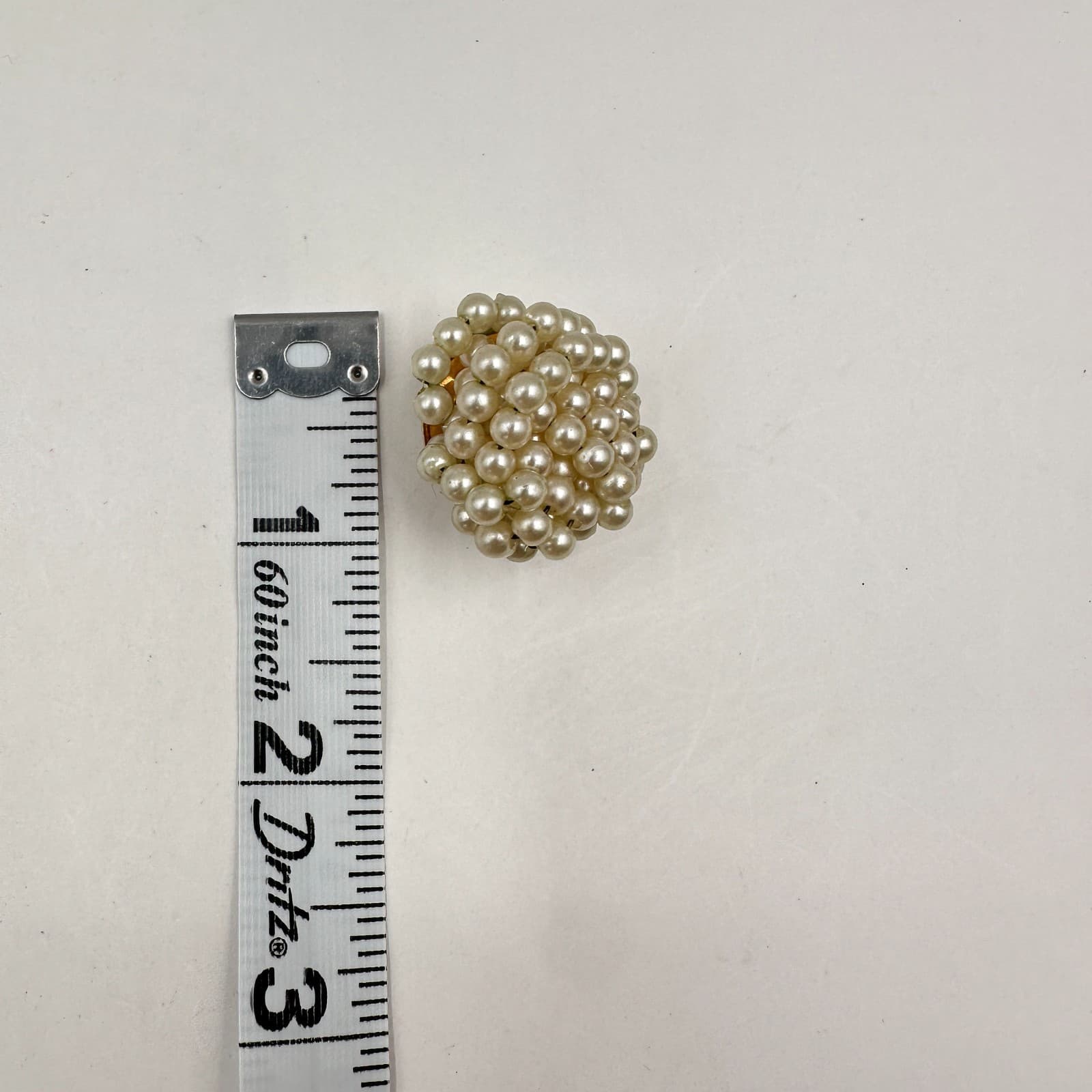 Vintage 80s Round Ball Faux Pearl Cluster Earrings Gold Tone Women's Jewelry - Thumbnail 8