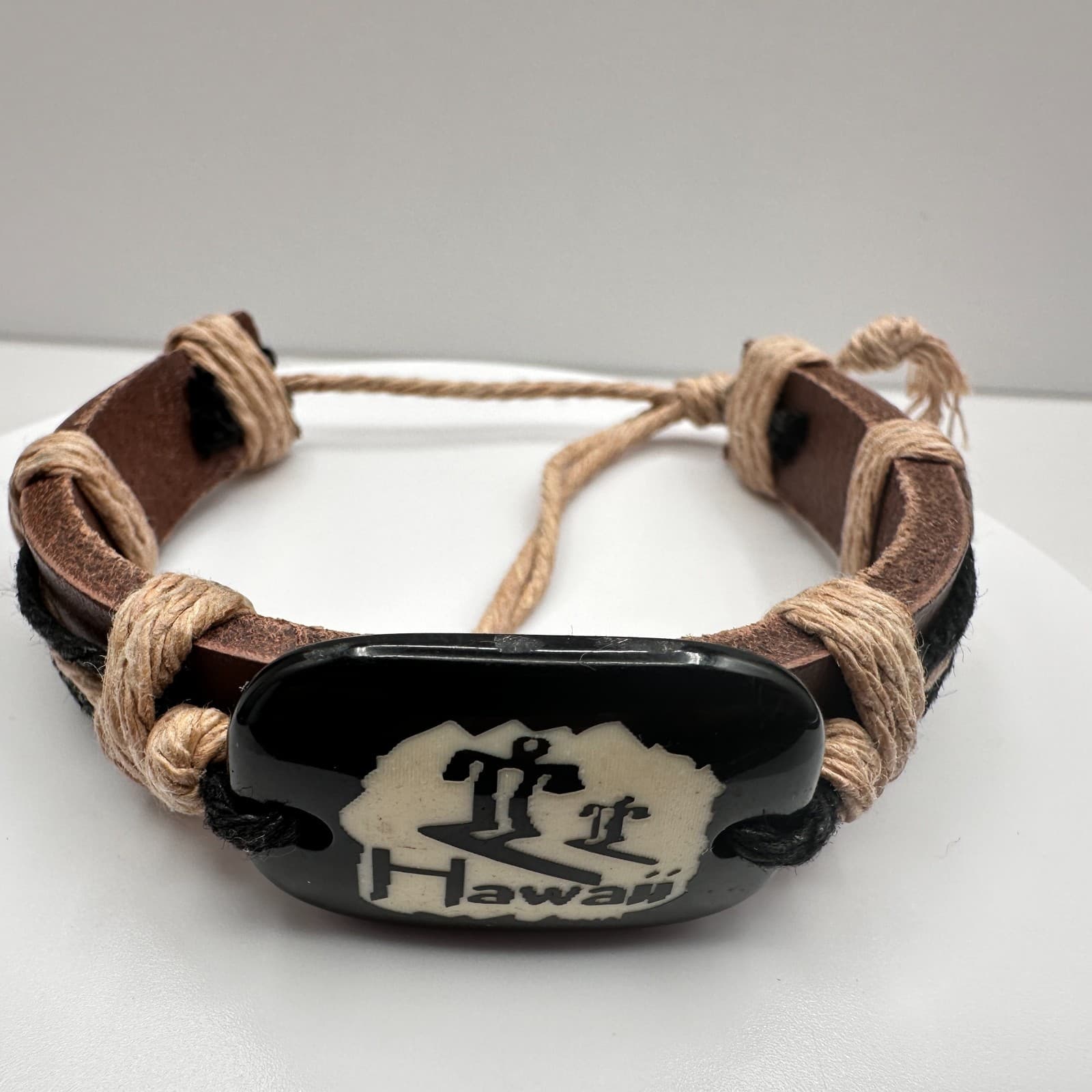 Vintage 90s Hawaii Leather Wrap Bracelet Rope Boho Women's Classic Jewelry - Thumbnail 2