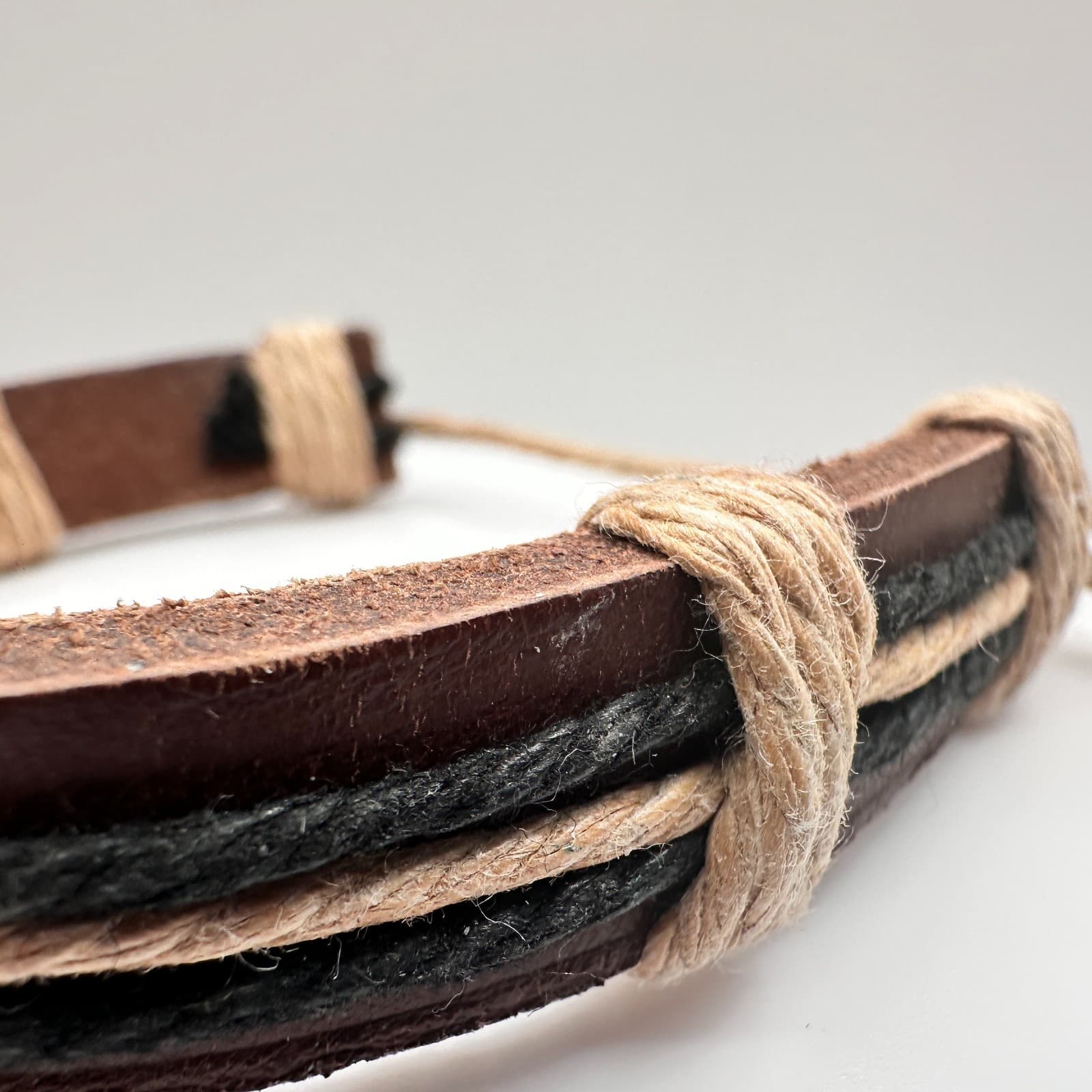 Vintage 90s Hawaii Leather Wrap Bracelet Rope Boho Women's Classic Jewelry - Thumbnail 5