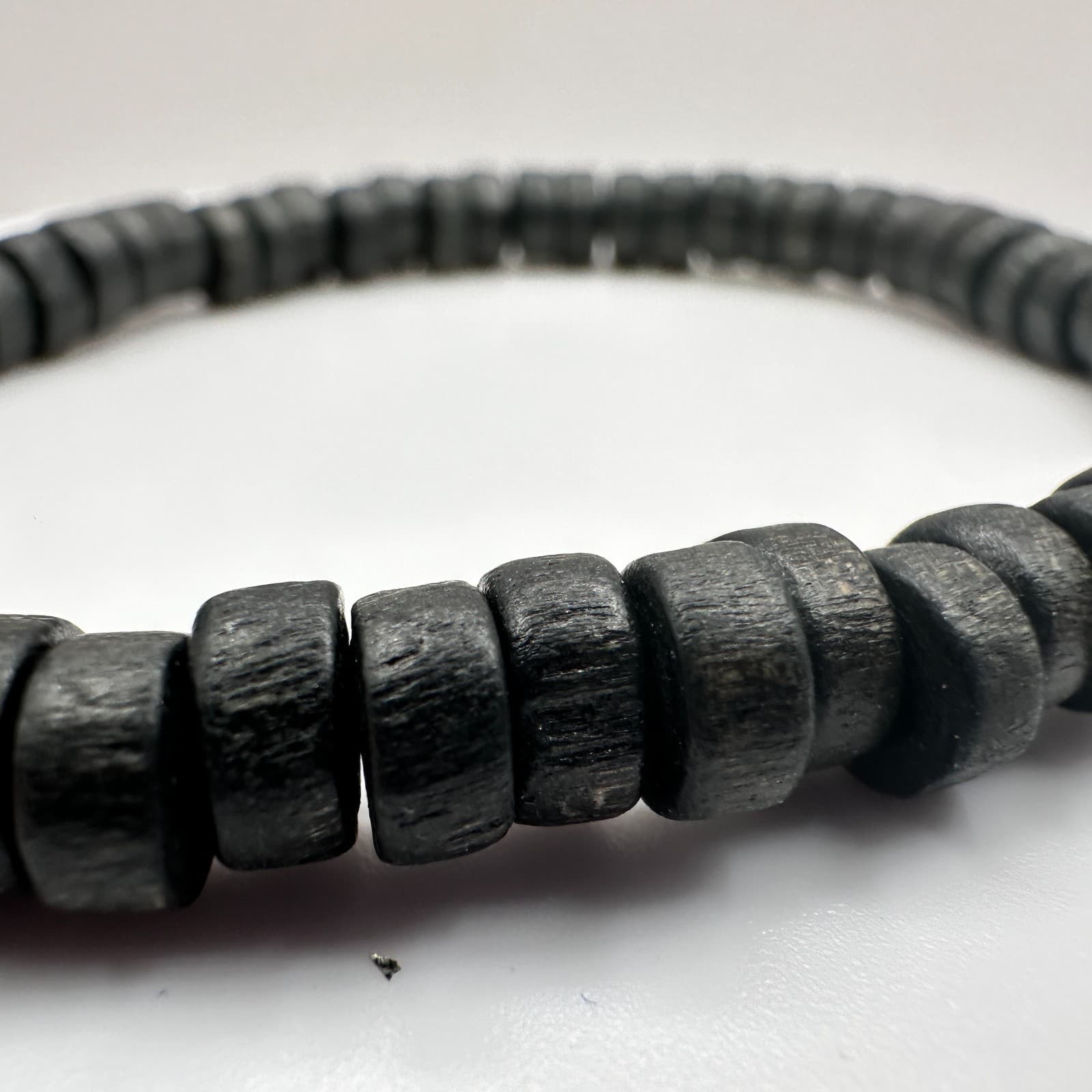 Vintage 90s Black Wooden Beaded Bracelet Boho Minimalist Women's Classic Jewelry - Thumbnail 4